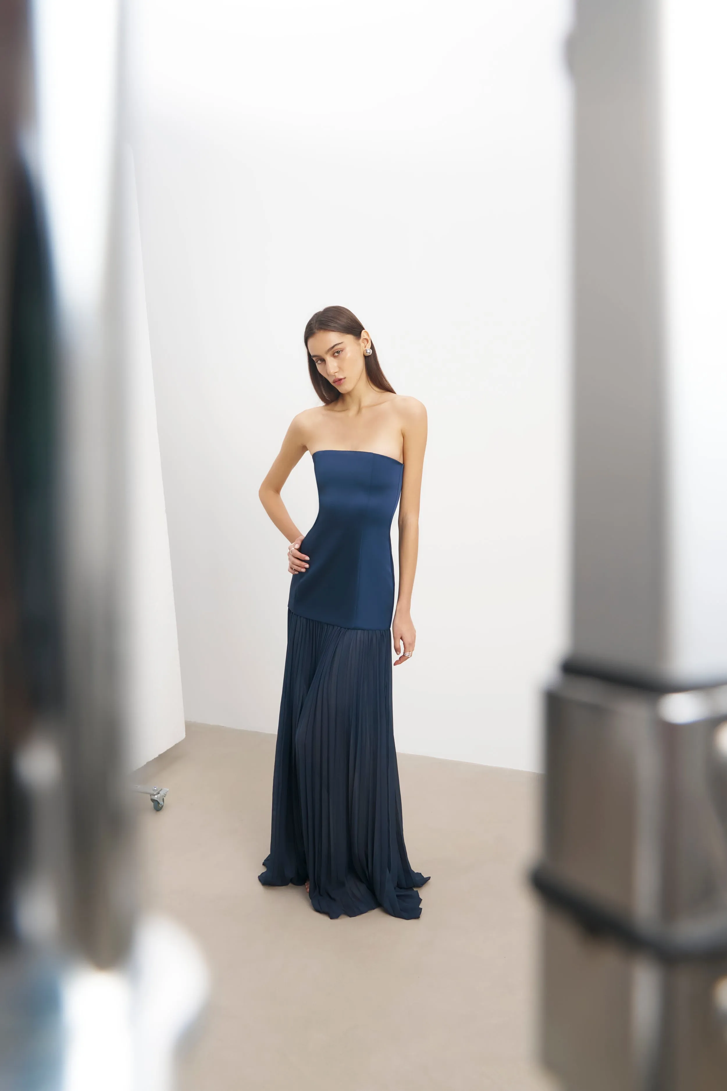 Satin Structured Bodice Gown - Navy sold by Because of Alice product image thumbnail 5