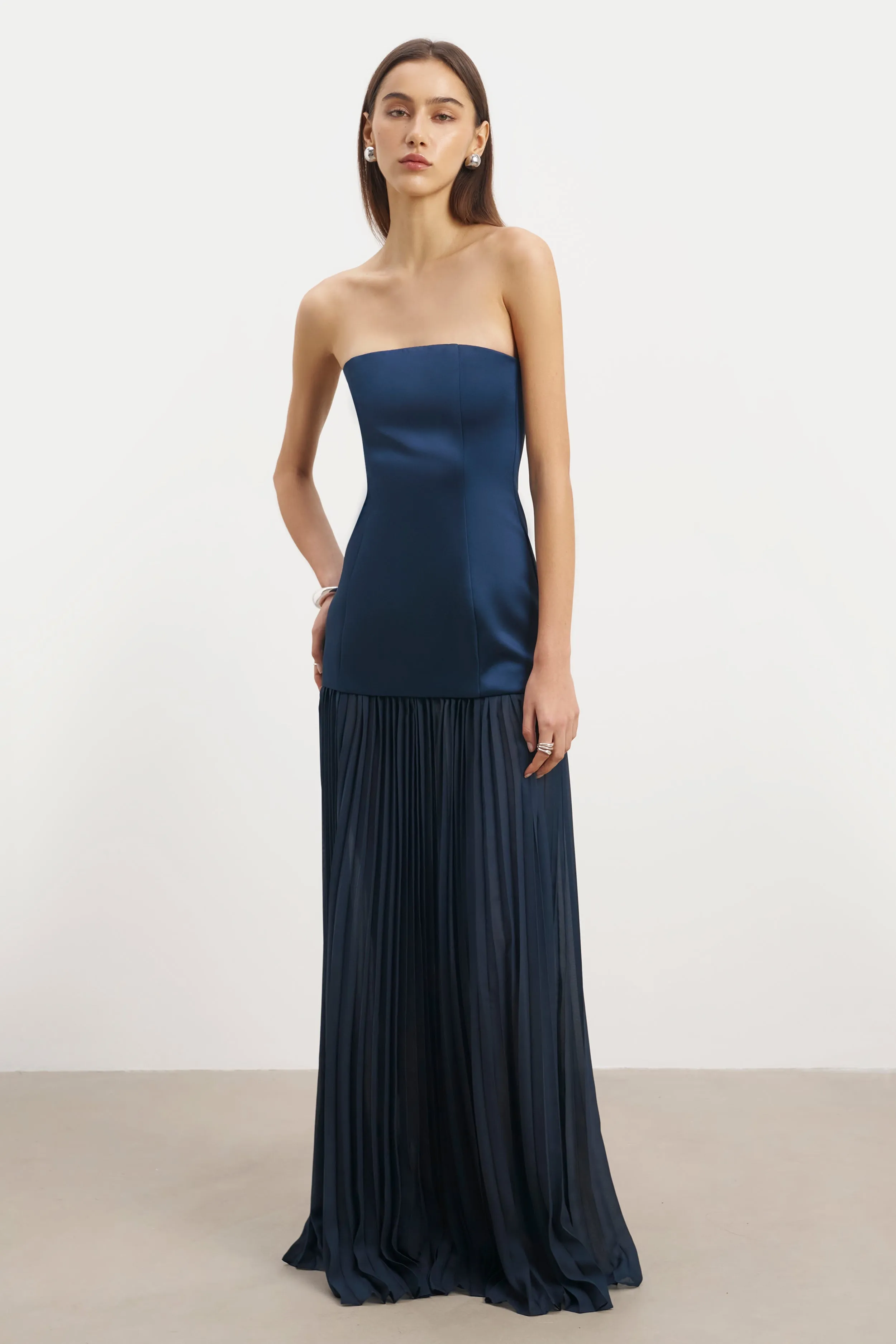 Satin Structured Bodice Gown - Navy sold by Because of Alice product image thumbnail 2