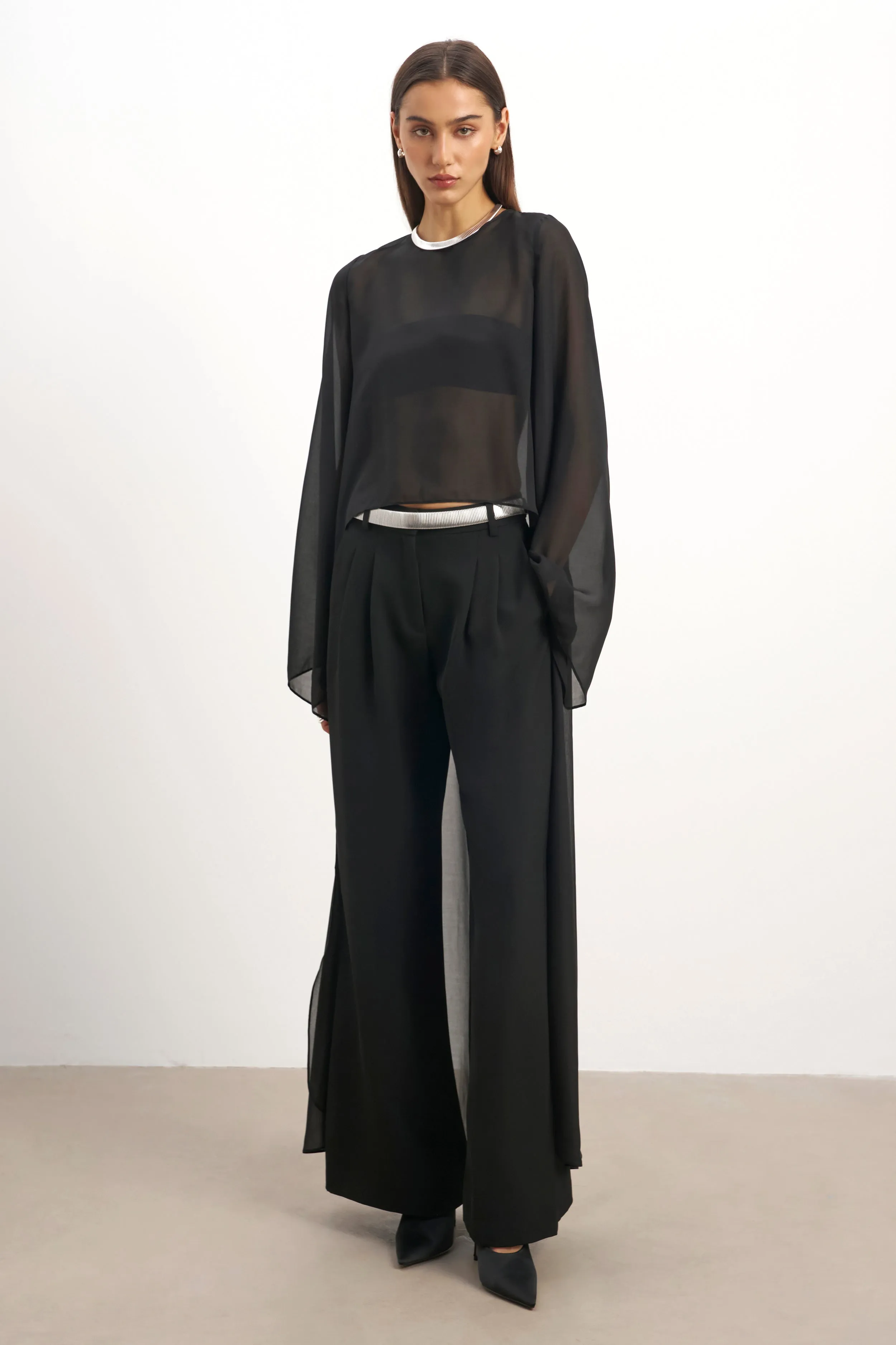 Sheer Chiffon Cape Blouse - Black sold by Because of Alice product image thumbnail 3