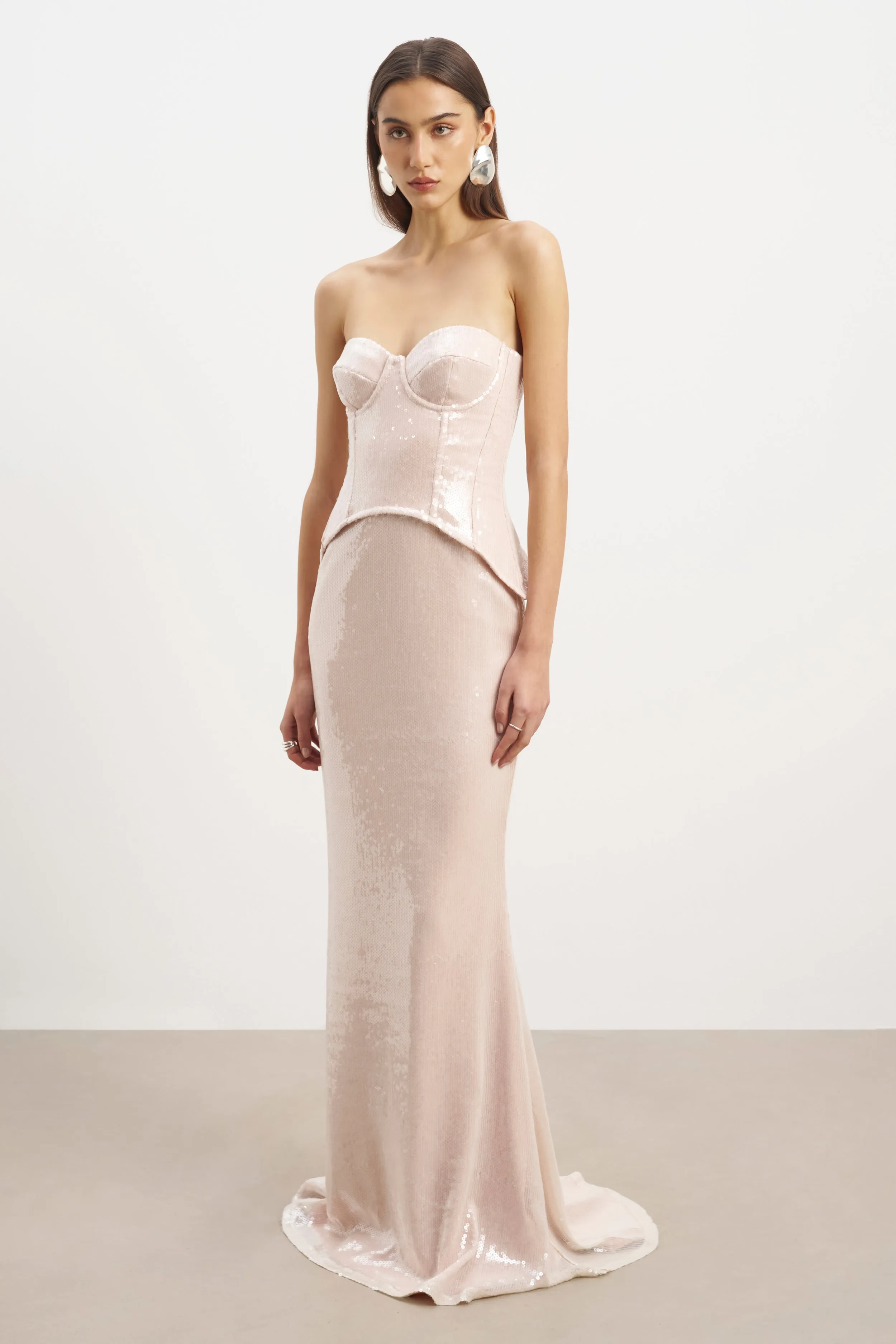 Sequin Corset Gown With Sweetheart Neckline - Blush sold by Because of Alice product image thumbnail 5