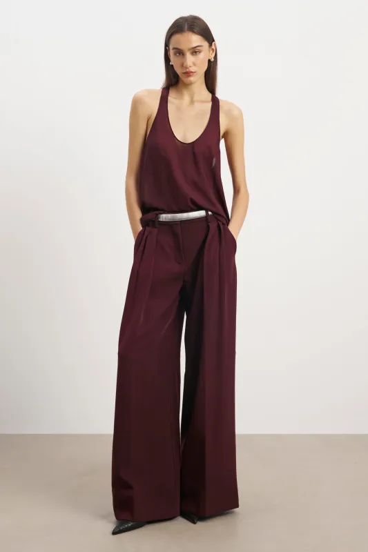 Sheer Plunge U Neck Tank Top - Mulberry sold by Because of Alice
