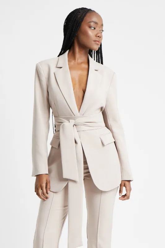 Classic Blazer with Belt - Dusty Rose sold by Because of Alice