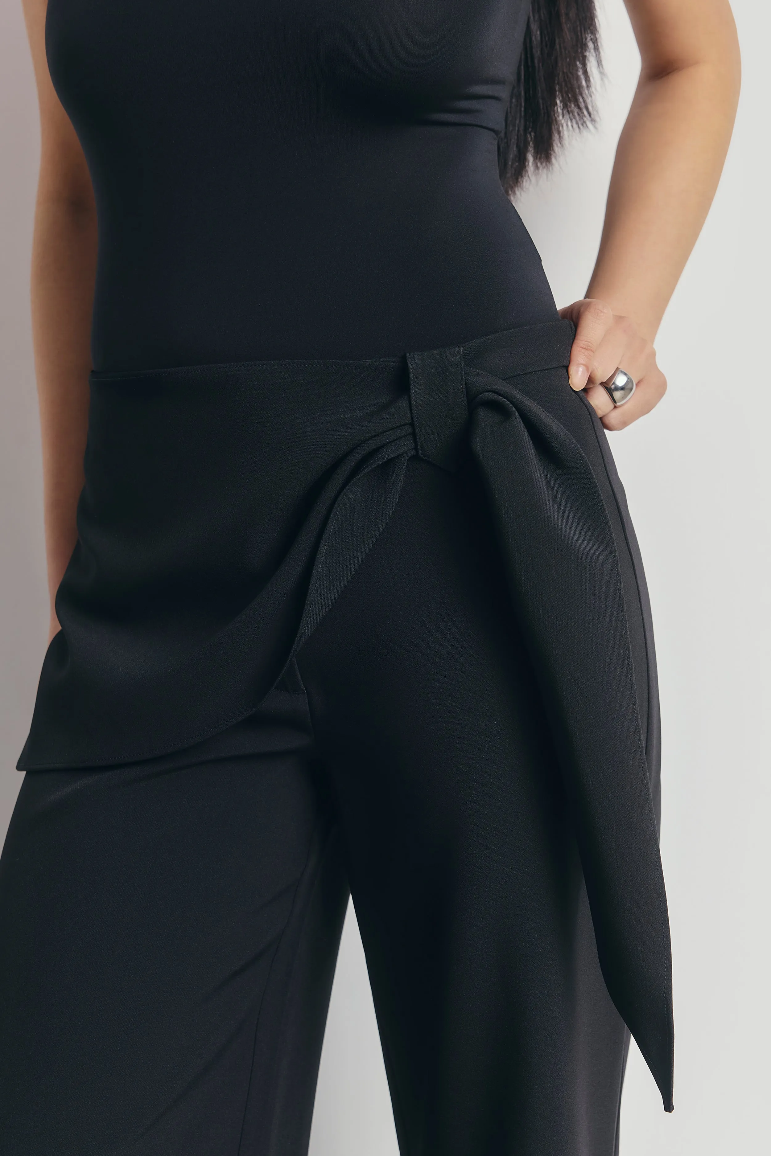 Tailored Draped Belt Trousers - Black sold by Because of Alice product image thumbnail 4