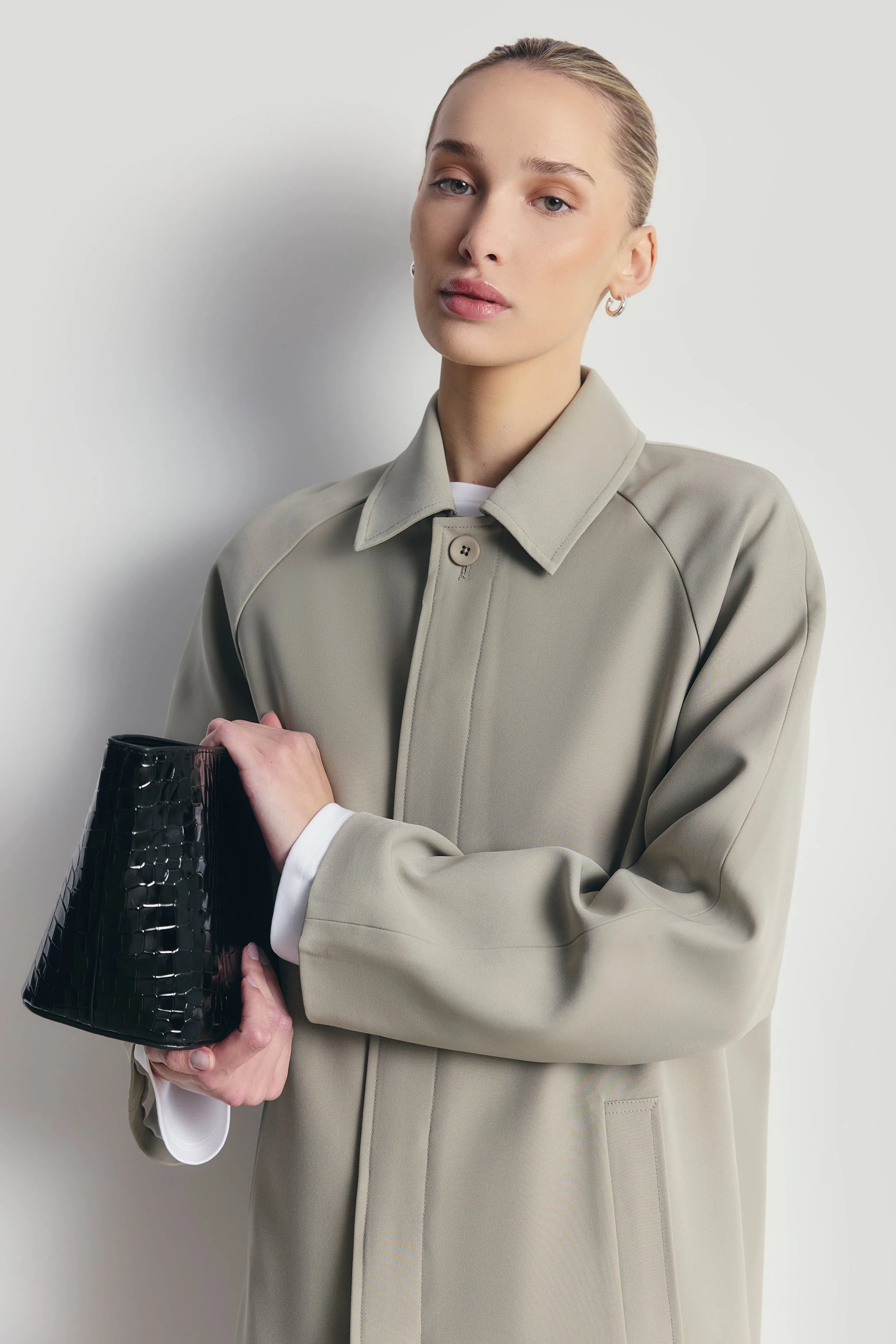 Clean Cut Longline Driving Coat - Antique Sage sold by Because of Alice product image thumbnail 4
