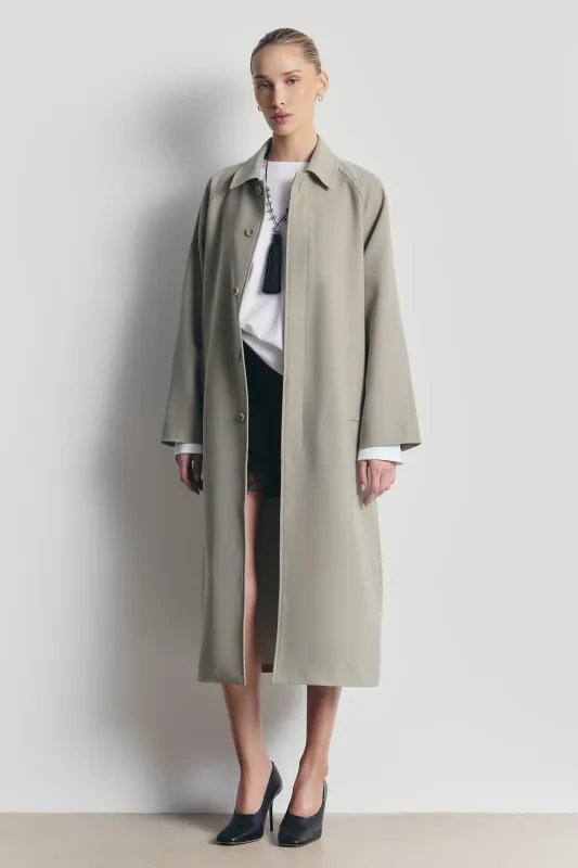 Clean Cut Longline Driving Coat - Antique Sage made by Because of Alice