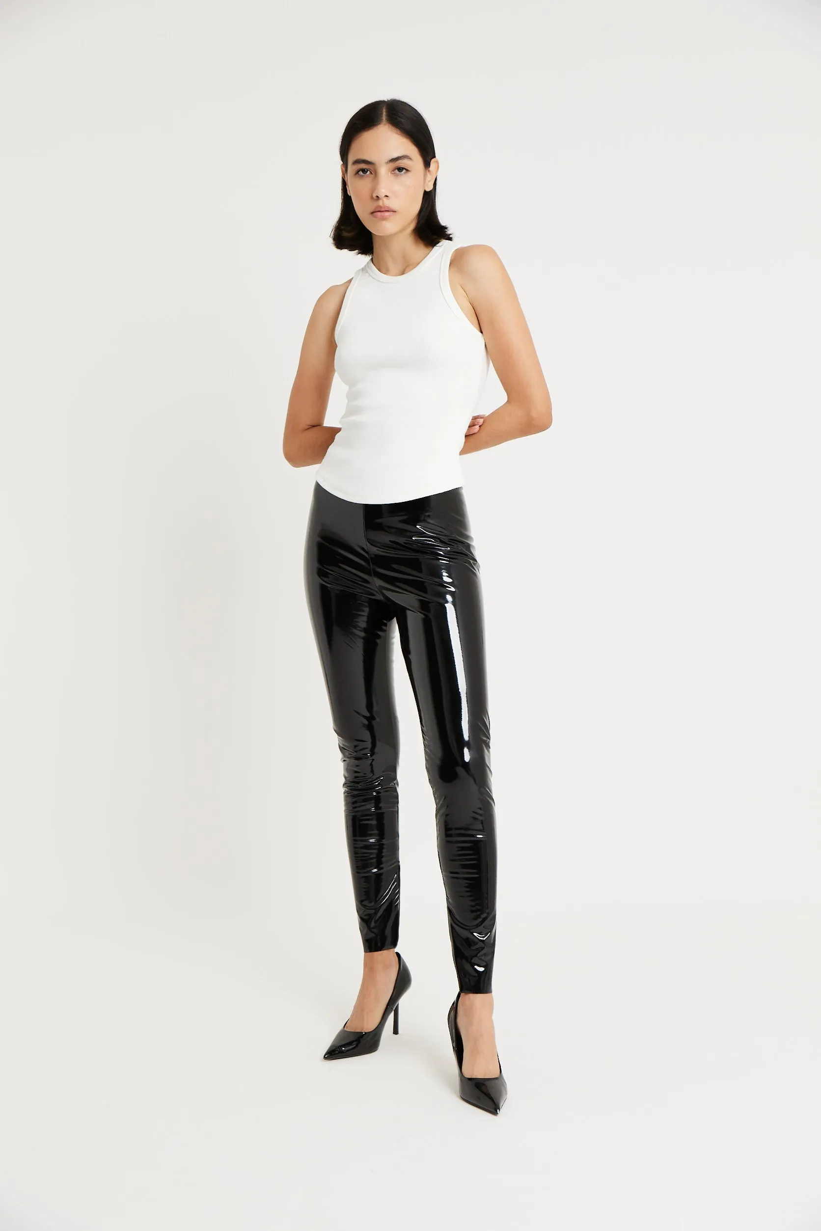 High Waisted Vinyl Leggings - Black sold by Because of Alice