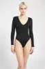Longsleeve V Neck Bodysuit - Black sold by Because of Alice