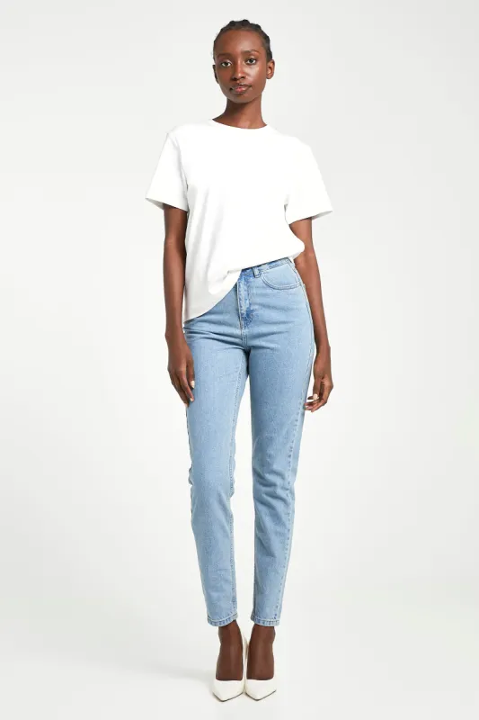 Classic Mom Jeans - Mid Blue sold by Because of Alice
