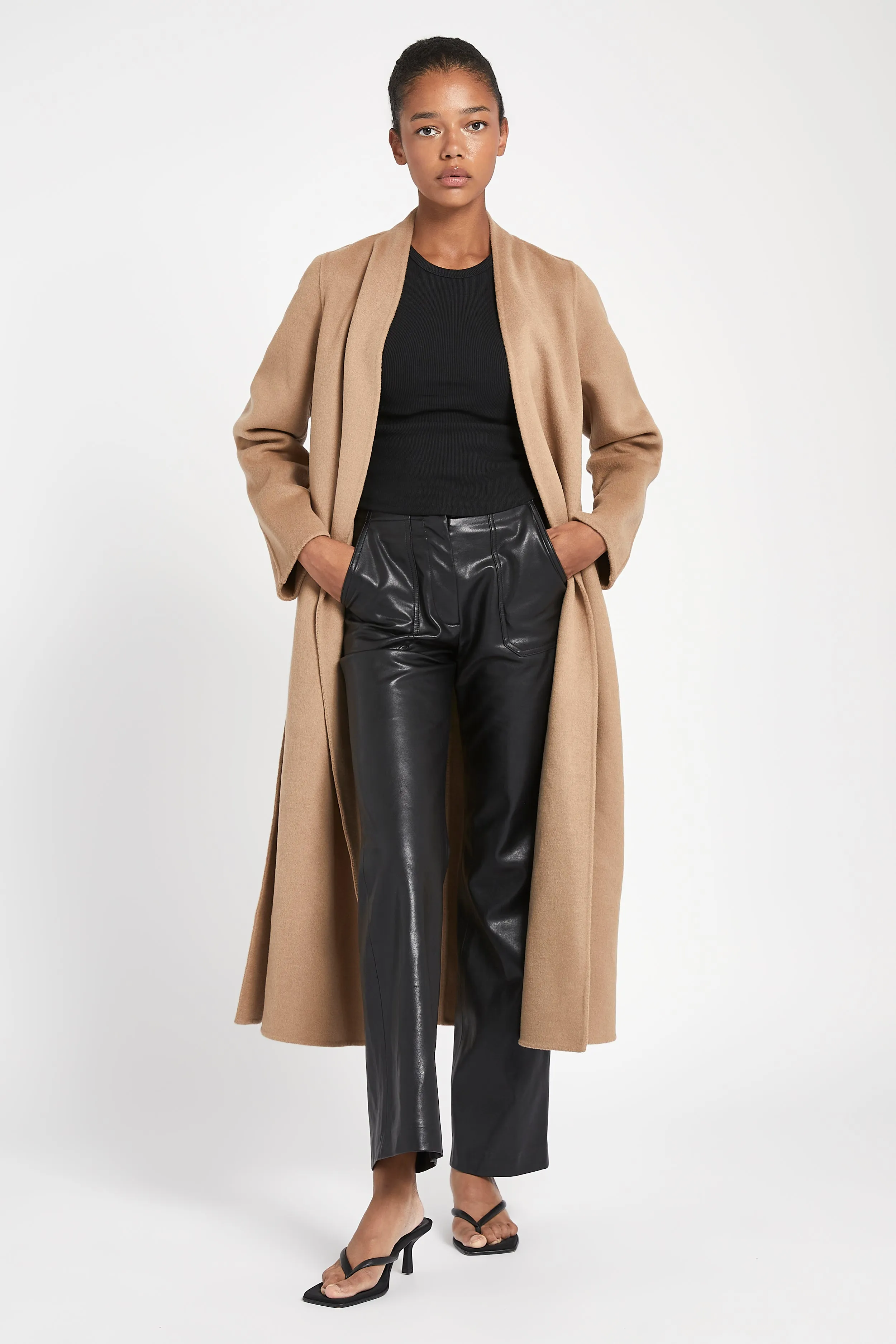 Double Faced Wool Cocoon Coat - Camel sold by Because of Alice product image thumbnail 4