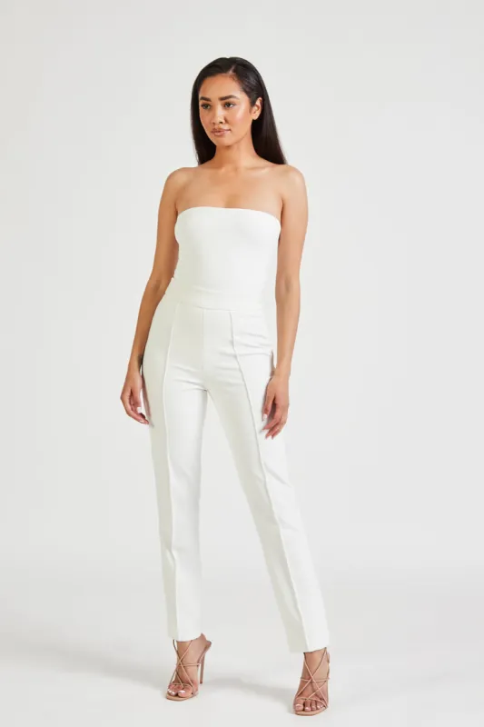High Waisted Cigarette Trousers - Ivory sold by Because of Alice