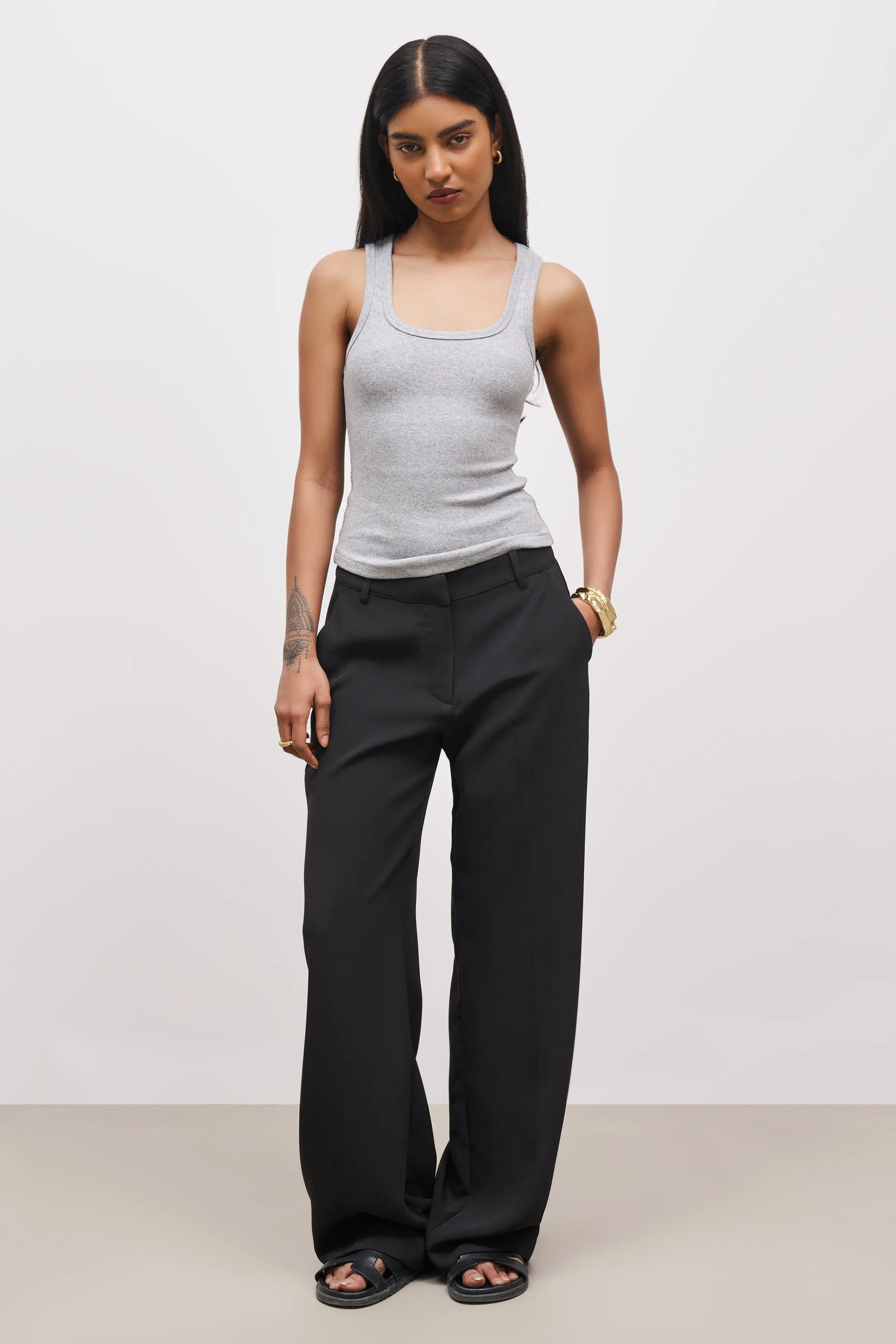 Draped Mid Rise Trousers - Black sold by Because of Alice