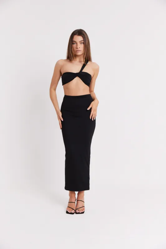 Stretch Midaxi Skirt - Black sold by Because of Alice