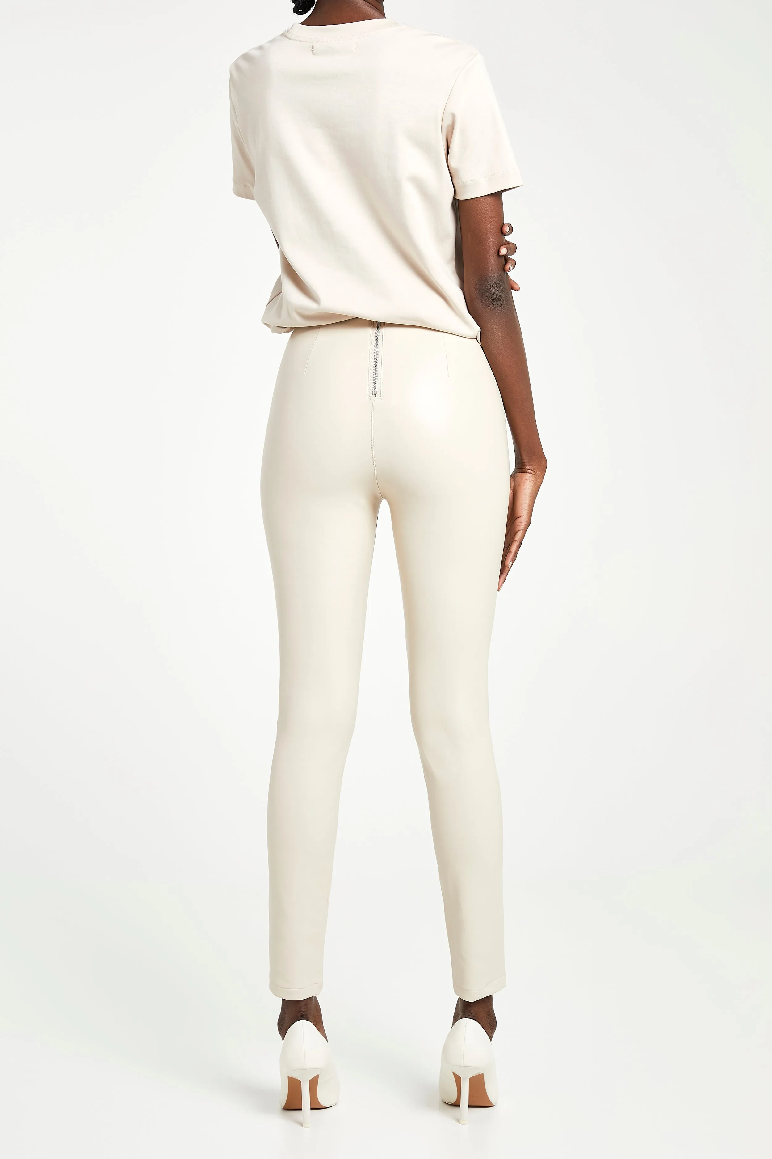 High Waisted Leather Leggings - Cream sold by Because of Alice product image thumbnail 4