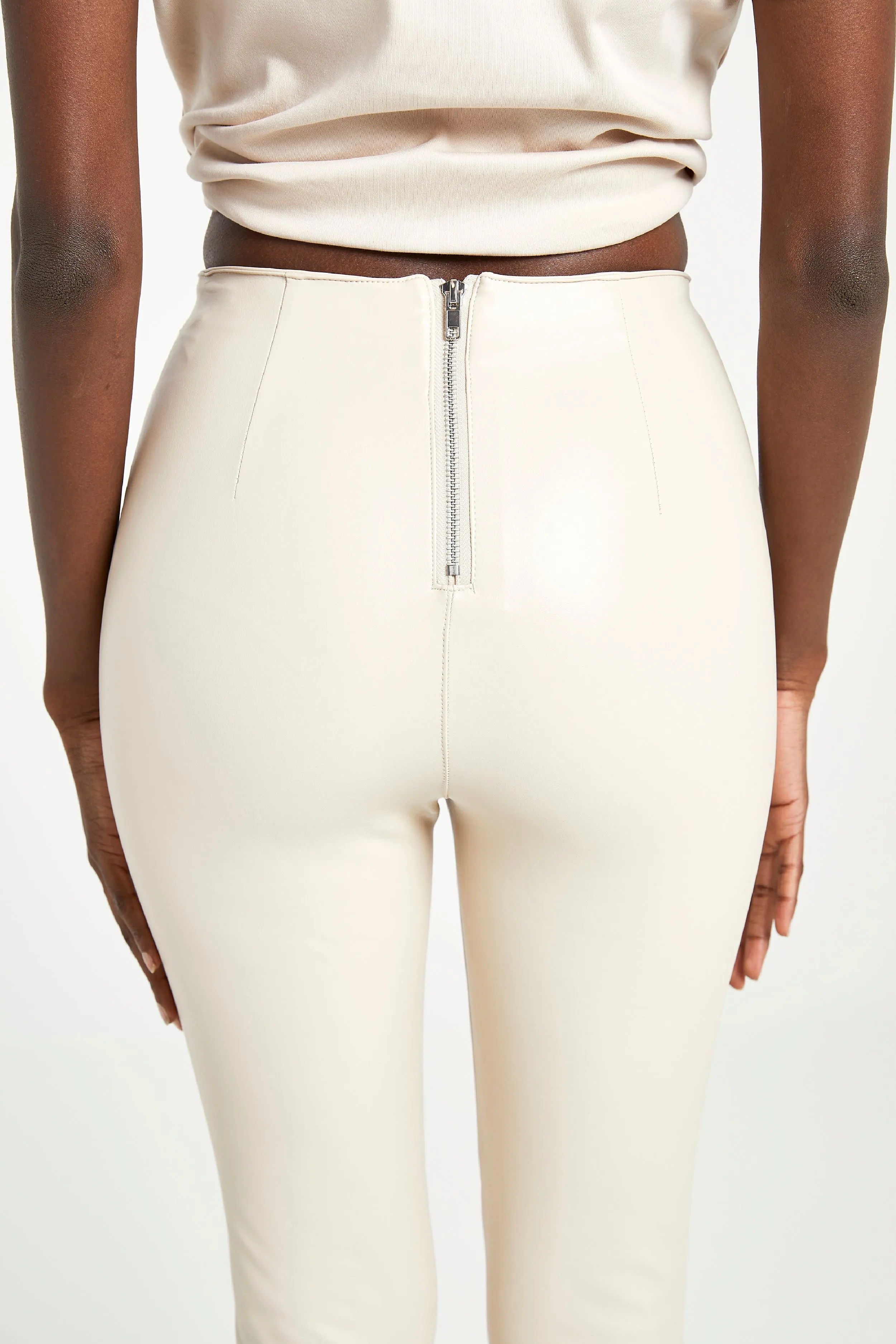 High Waisted Leather Leggings - Cream sold by Because of Alice product image thumbnail 5