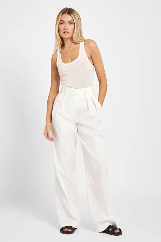 Longline Dad Trousers - White sold by Because of Alice