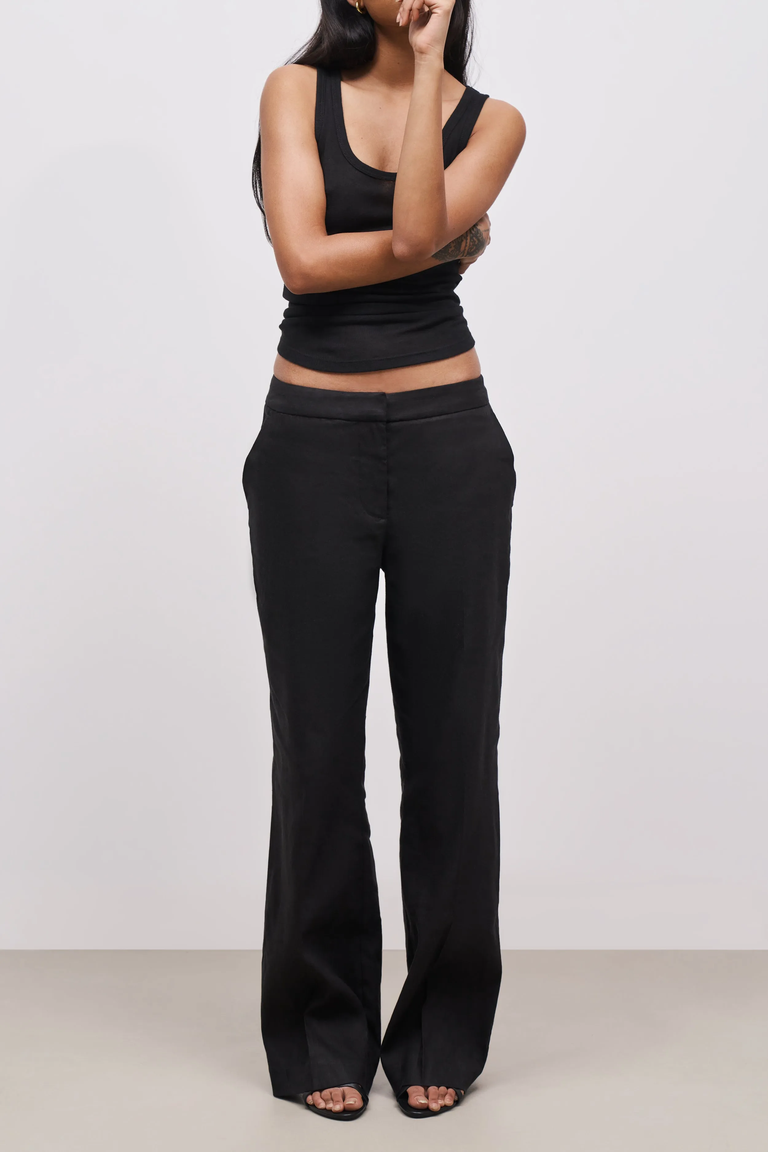 Tailored Linen Trousers - Black sold by Because of Alice product image thumbnail 3