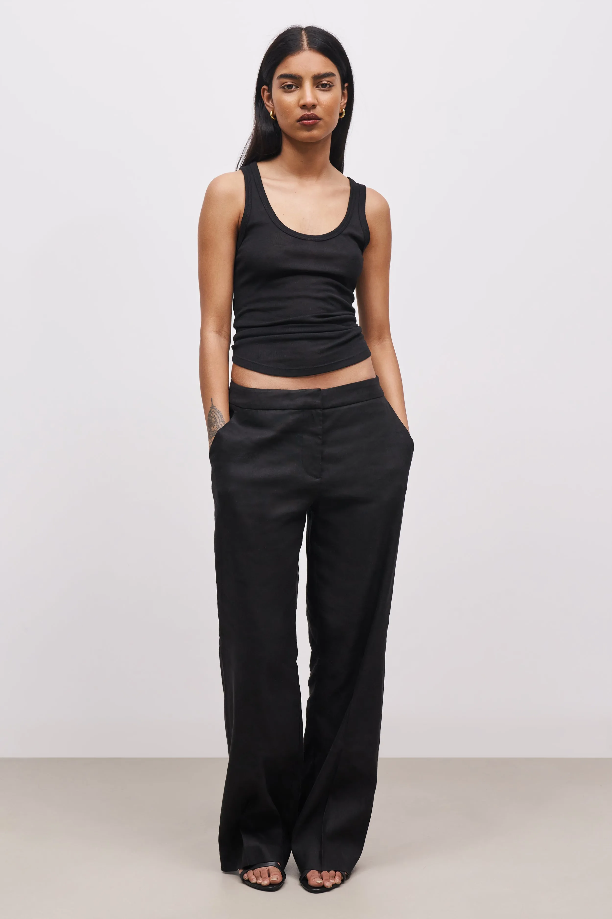 Tailored Linen Trousers - Black sold by Because of Alice