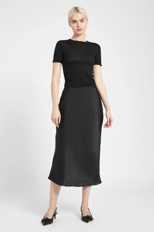 Satin Slip Midi Skirt - Black sold by Because of Alice