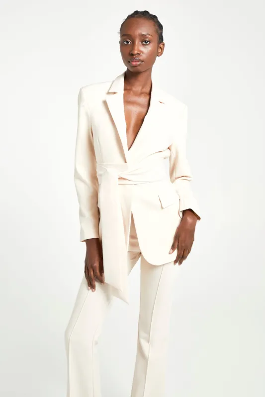 Classic Blazer With Belt - Cream sold by Because of Alice