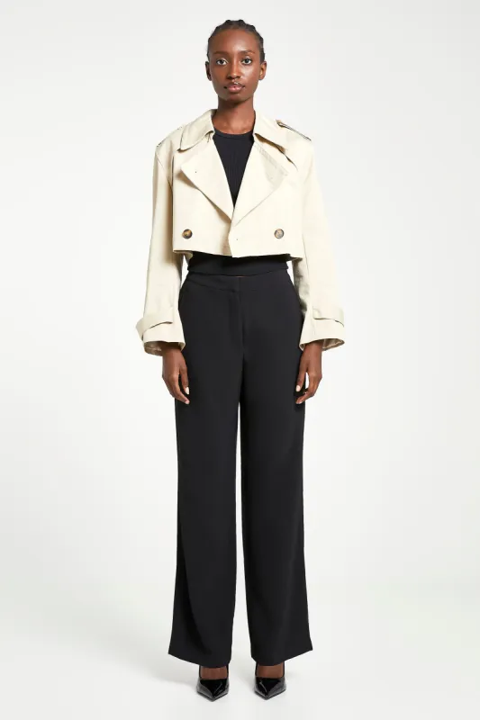 Cropped Cotton Trench - Stone sold by Because of Alice