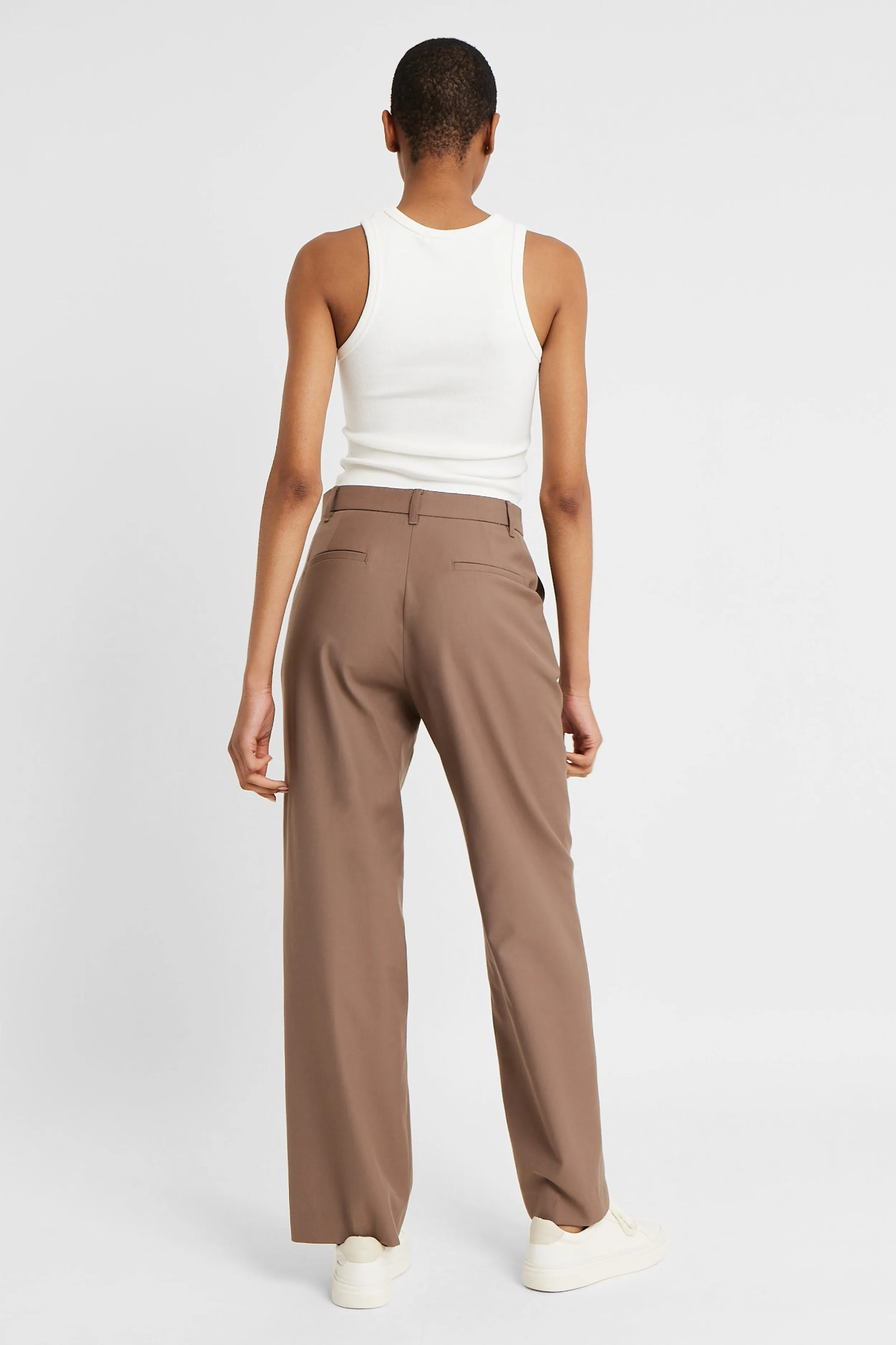 Mid Rise Trousers with Button Detail - Espresso sold by Because of Alice product image thumbnail 2