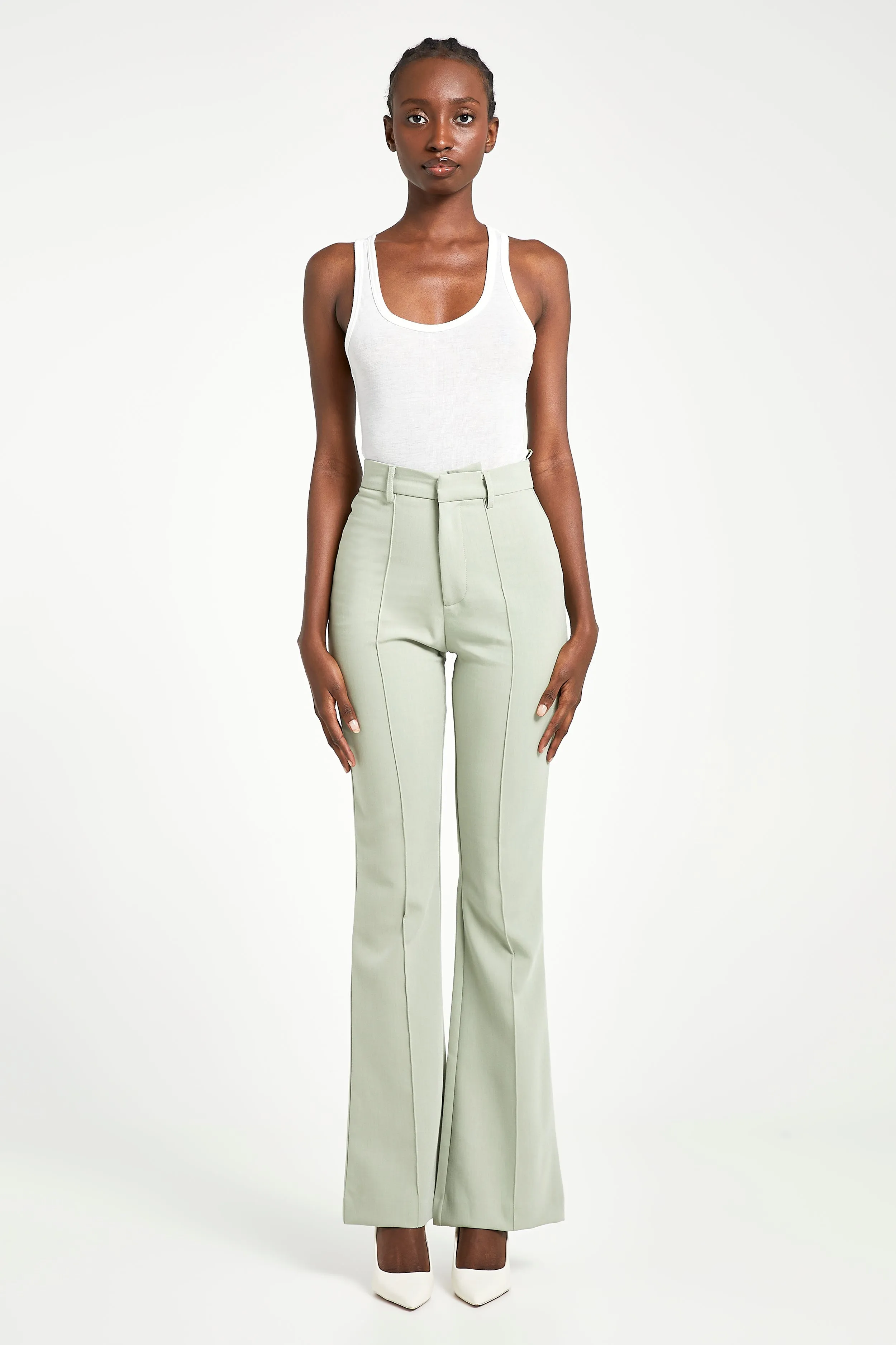 Wide Leg Suit Trousers - Eucalyptus sold by Because of Alice