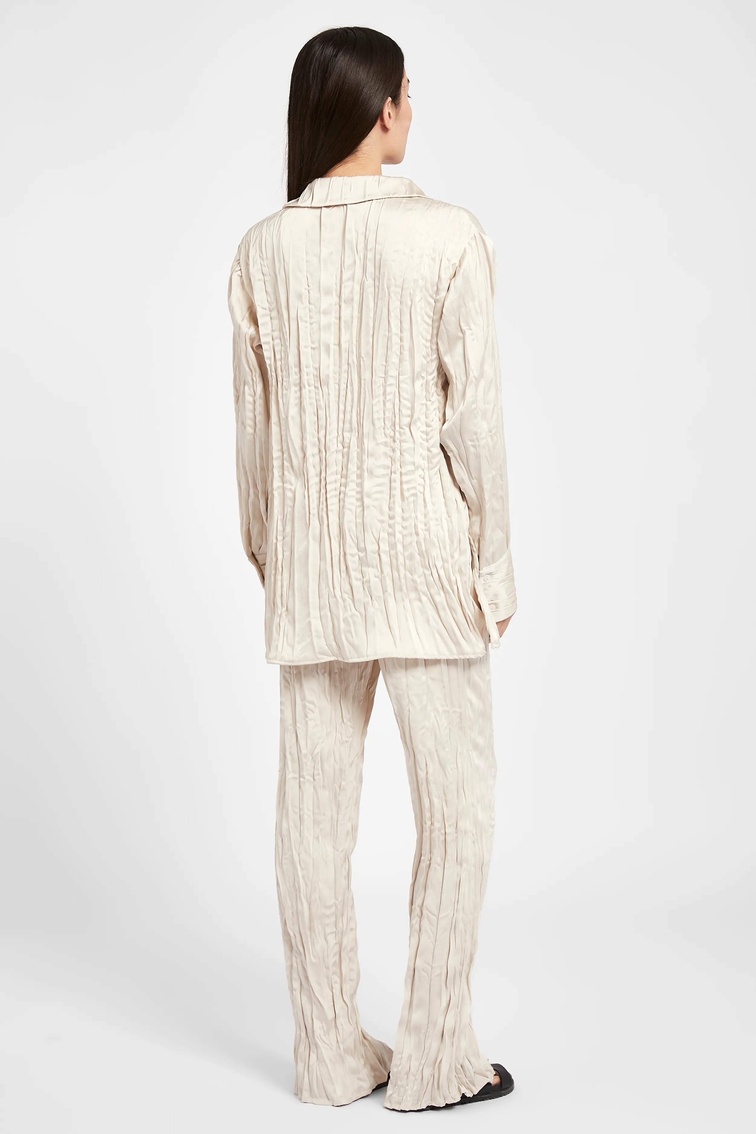 Satin Crinkle Oversized Shirt - Cream sold by Because of Alice product image thumbnail 4