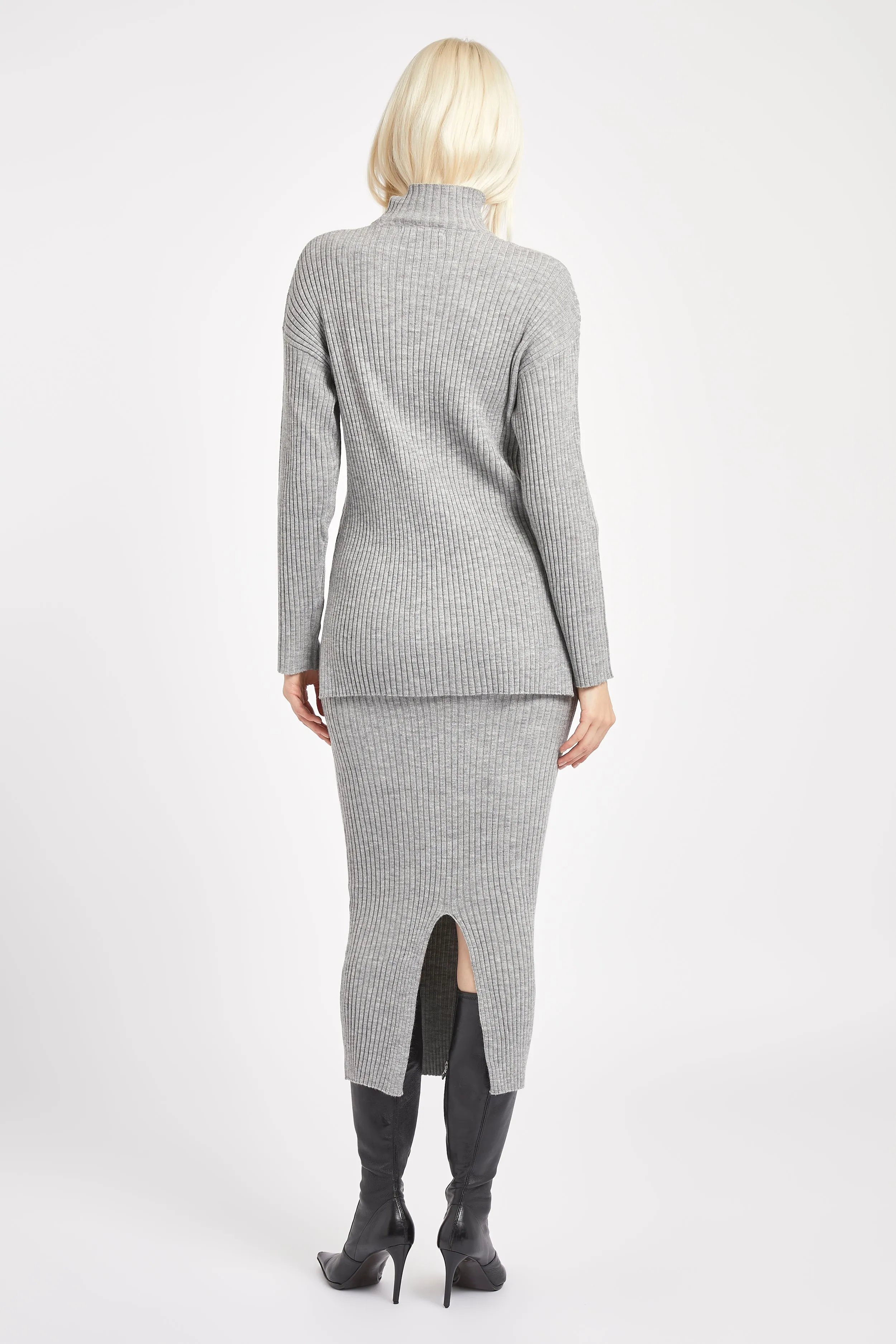 Ribbed Knit High Neck Jumper - Charcoal sold by Because of Alice product image thumbnail 4