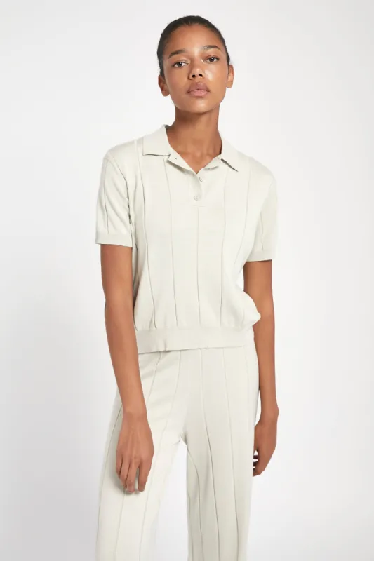 Knit Polo Shirt - Oyster sold by Because of Alice