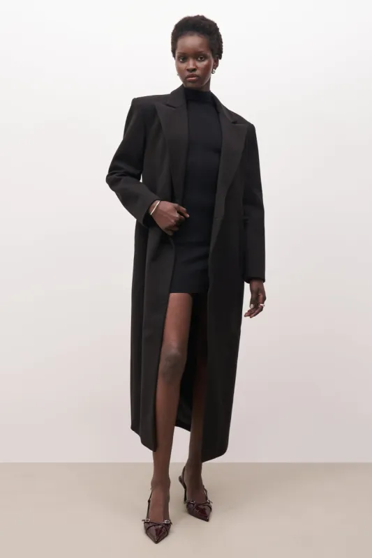 Asymmetric Tailored Longline Coat - Black sold by Because of Alice