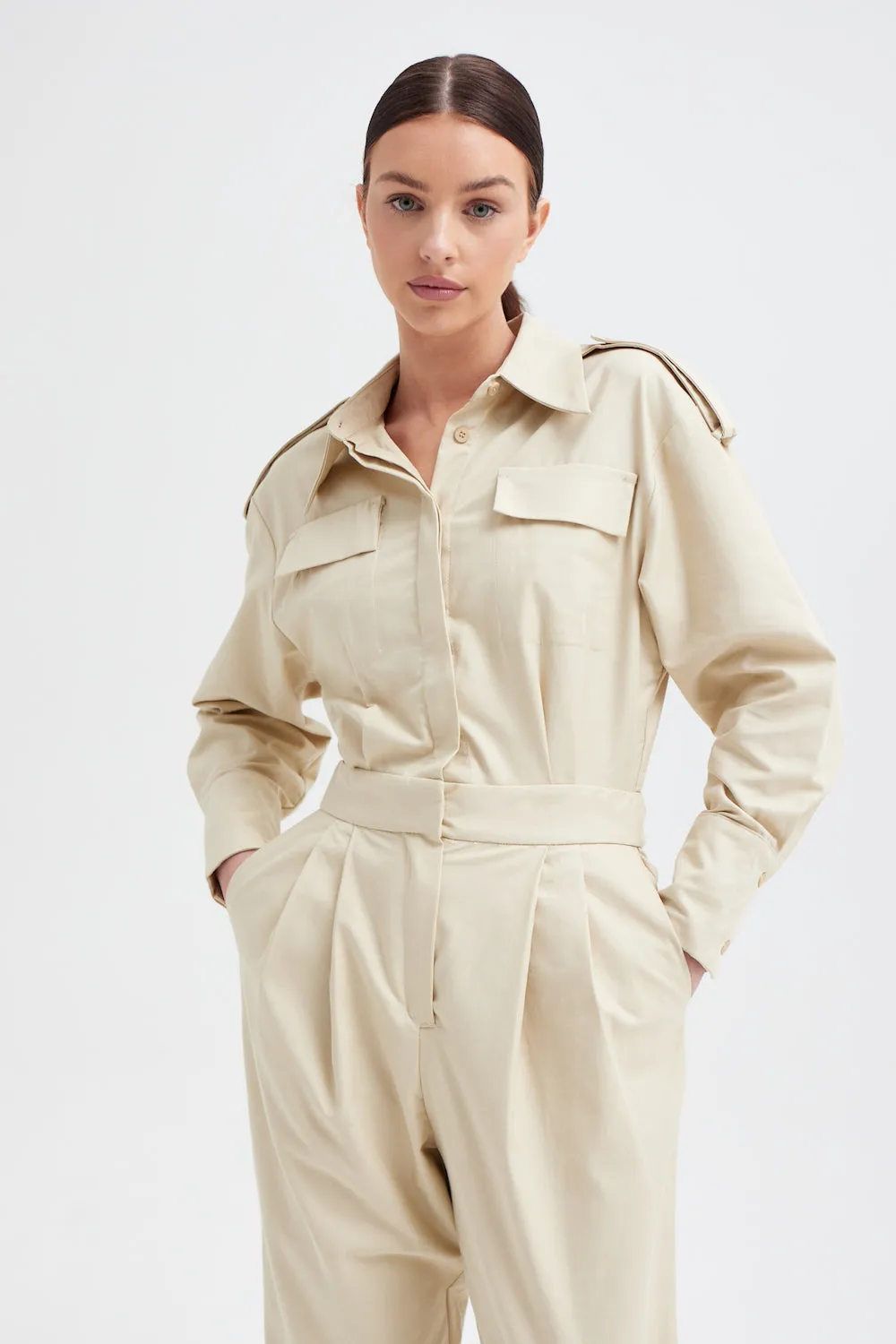 Utility Jumpsuit - Light Beige sold by Because of Alice product image thumbnail 3