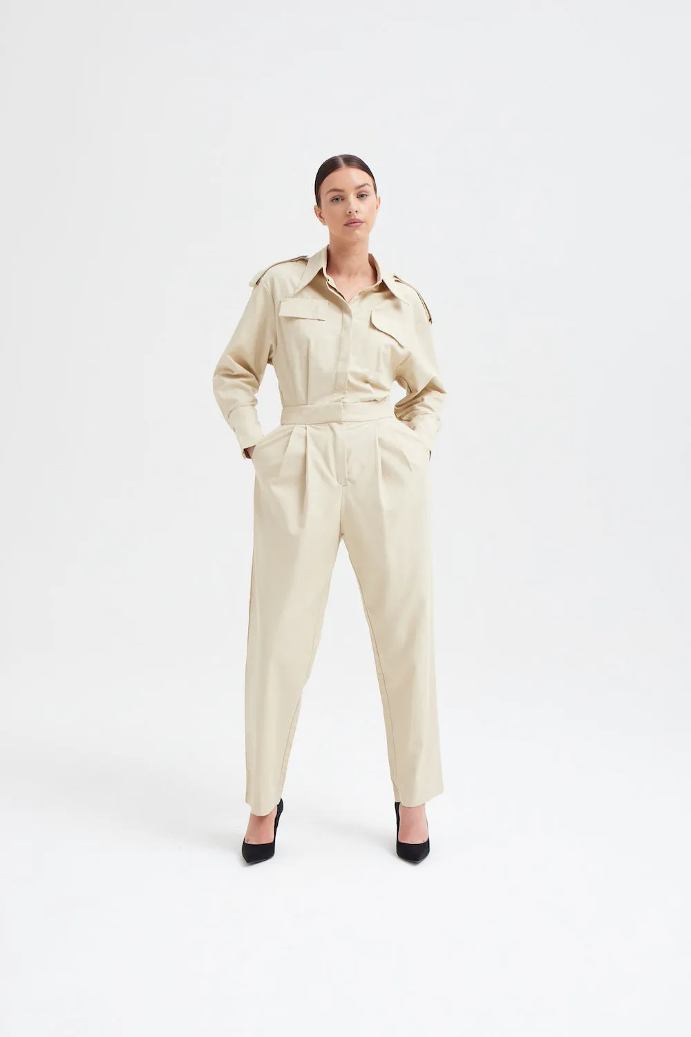 Utility Jumpsuit - Light Beige sold by Because of Alice