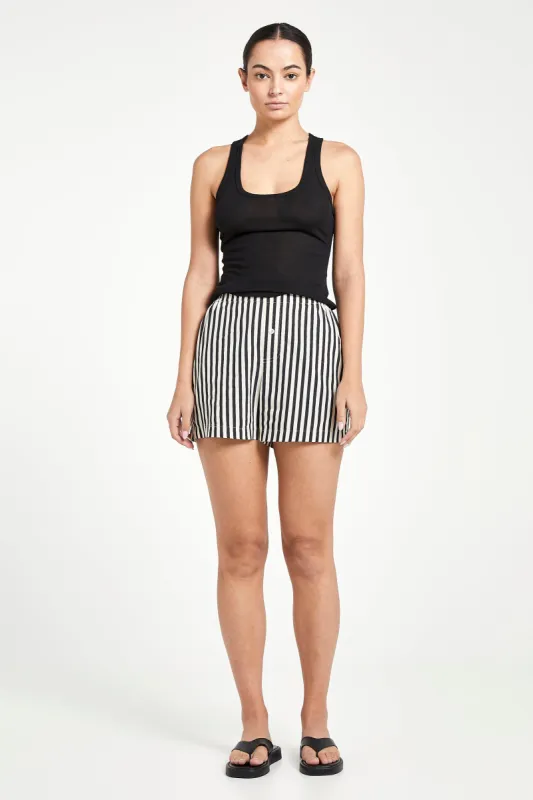 Striped Cotton Boxer Shorts - Cream/Black sold by Because of Alice