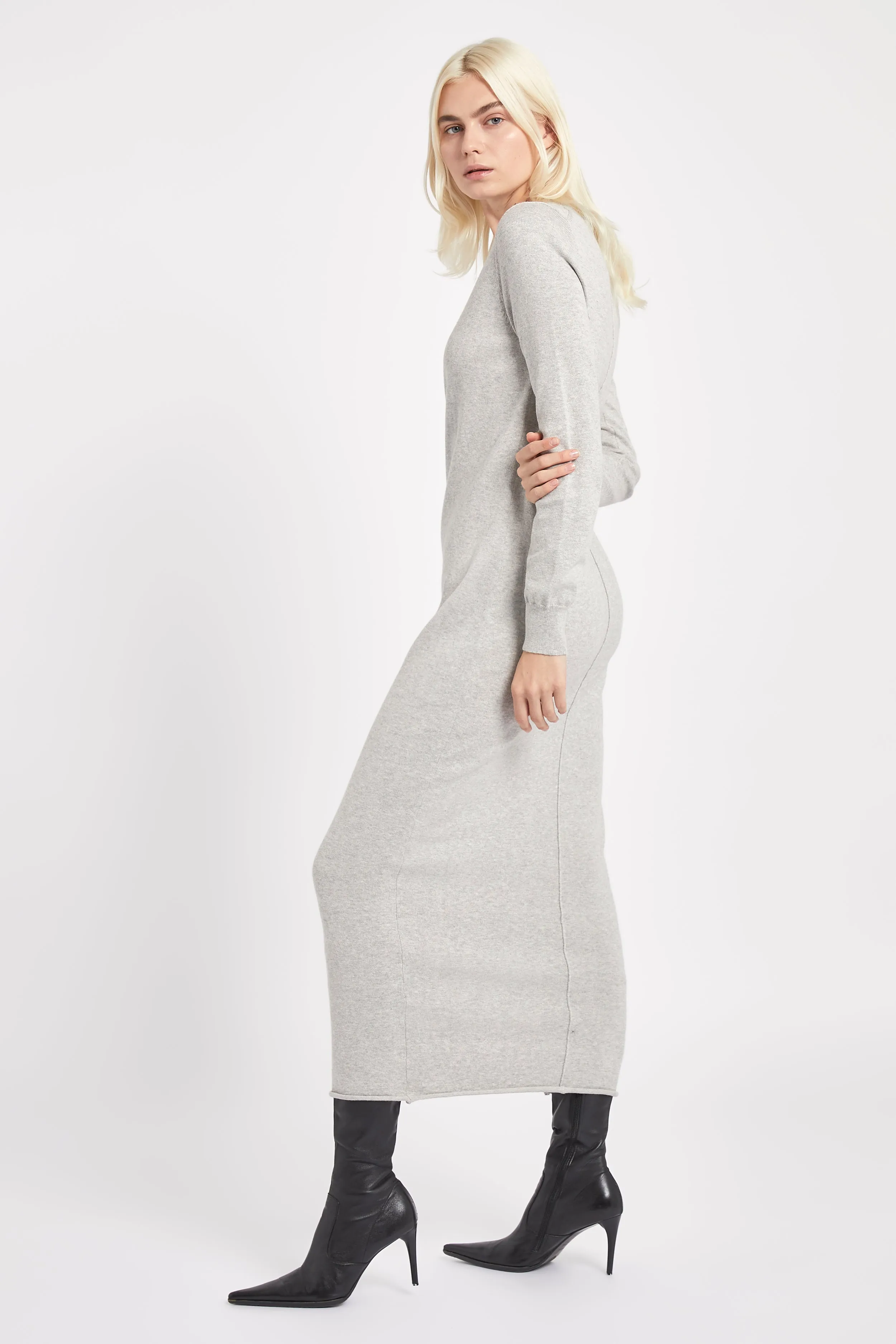 Cashmere Blend Column Maxi Dress - Pebble Grey sold by Because of Alice
