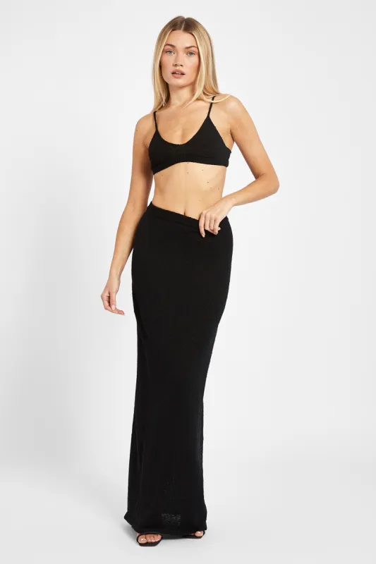 Crochet Knit Maxi Skirt - Black sold by Because of Alice