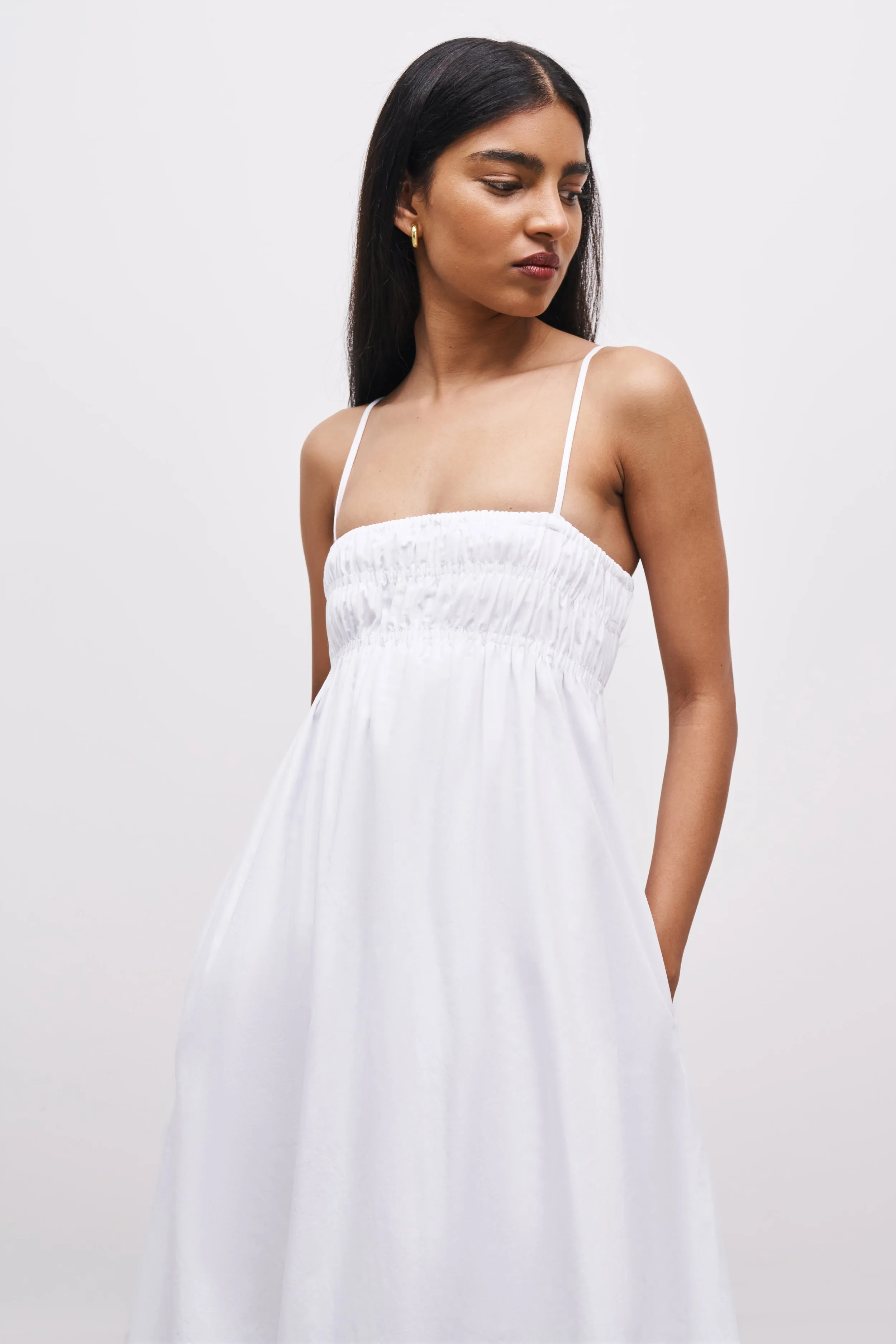 Ruched Cotton Maxi Dress - White sold by Because of Alice product image thumbnail 3