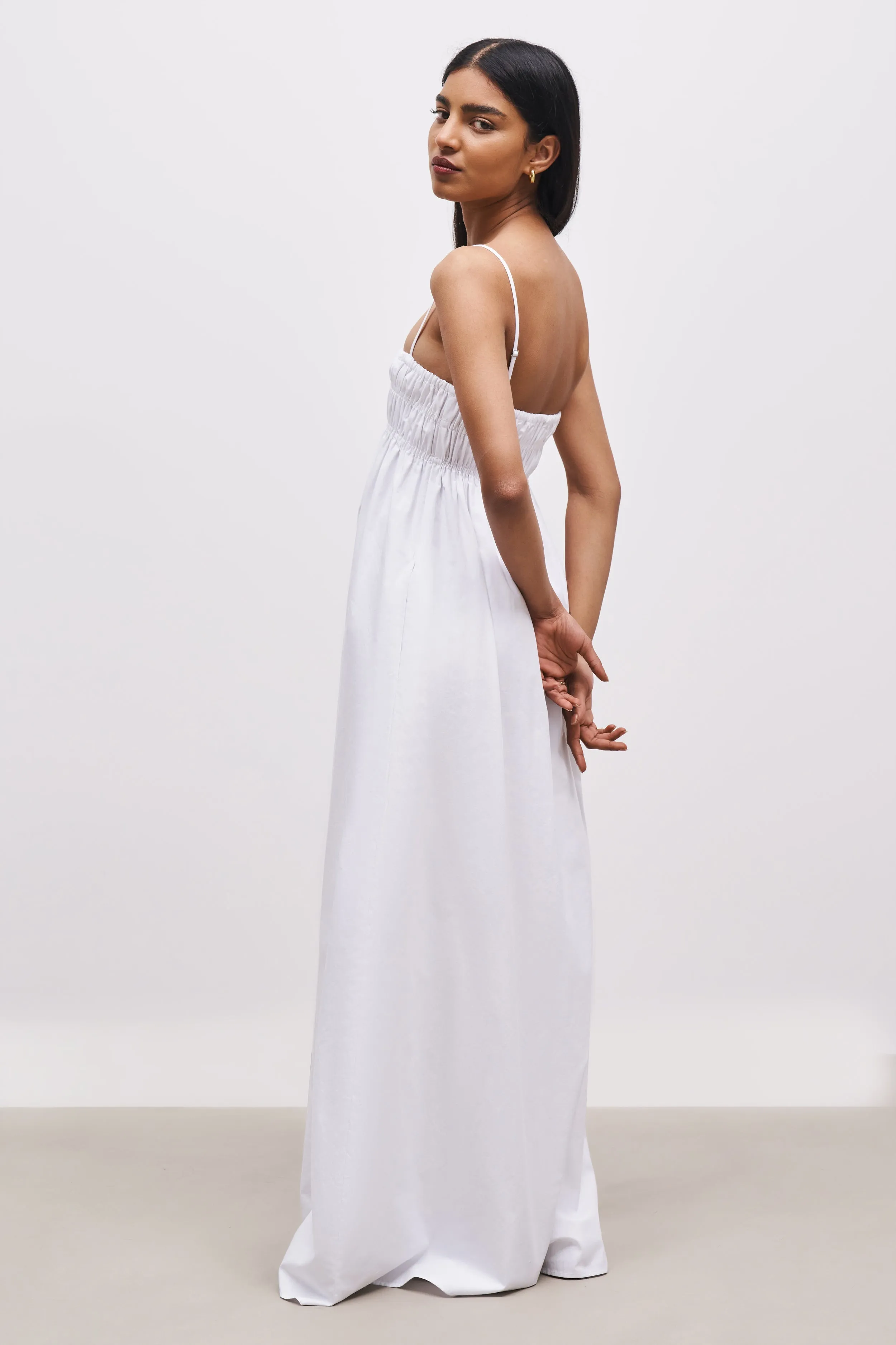 Ruched Cotton Maxi Dress - White sold by Because of Alice product image thumbnail 4