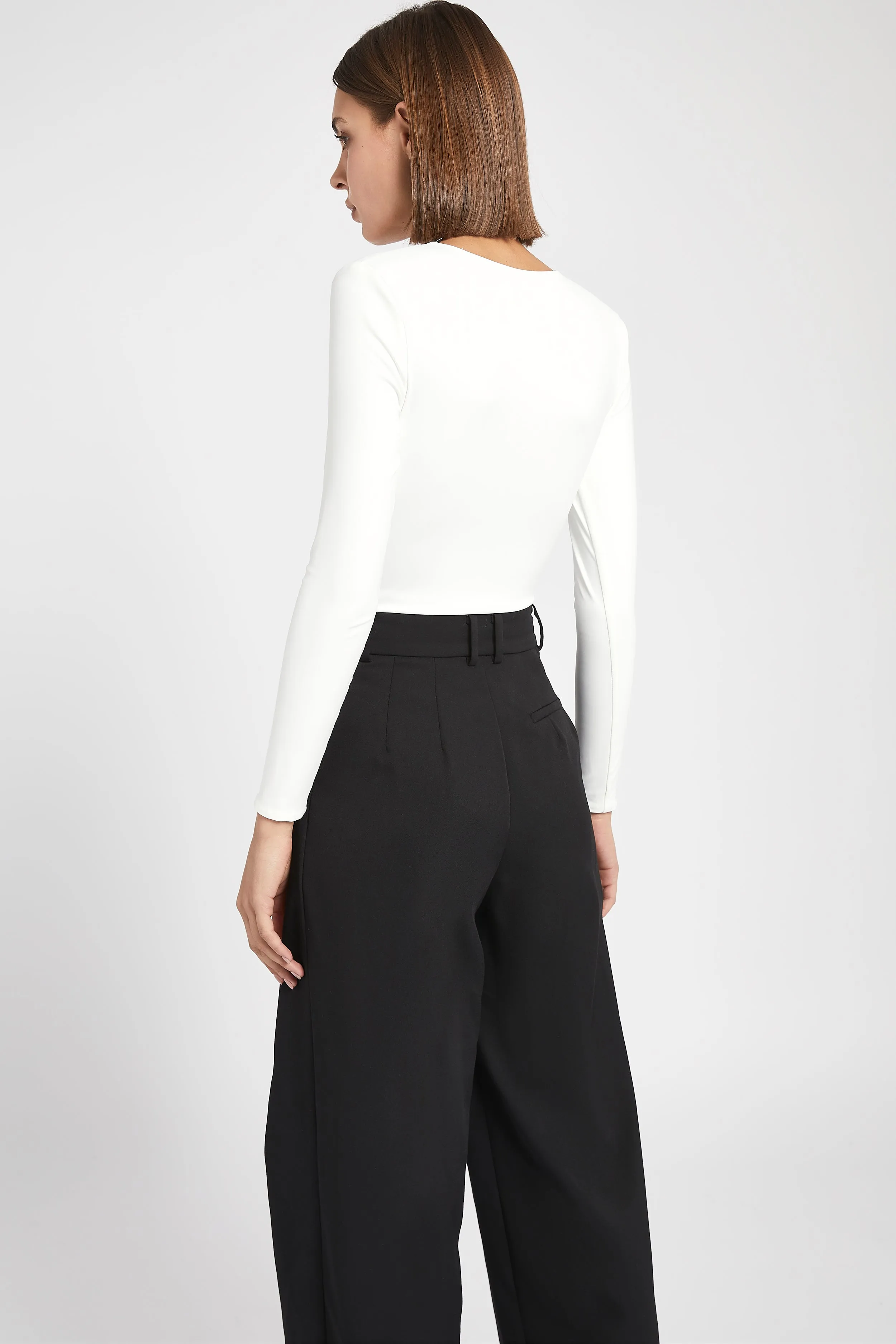 Longsleeve V Neck Bodysuit - White sold by Because of Alice product image thumbnail 4