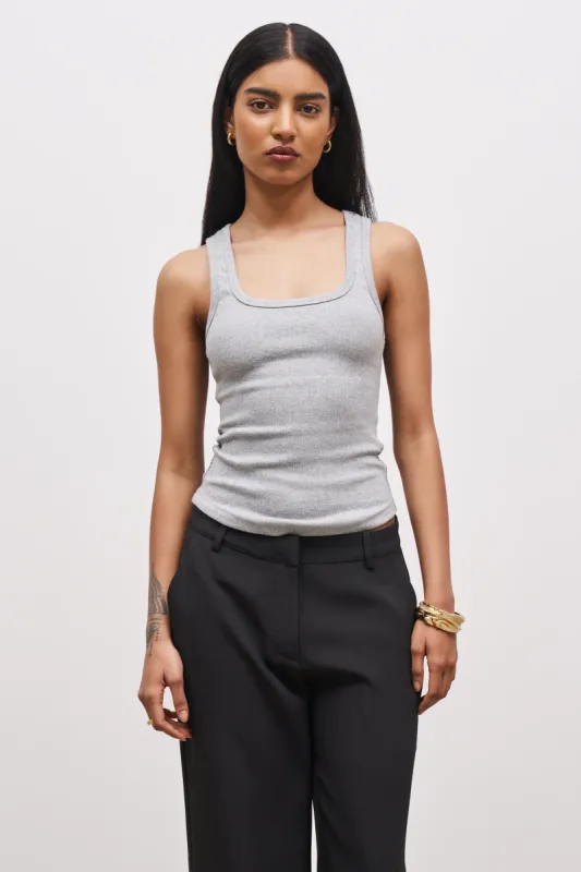 Ribbed Scoop Neck Vest - Grey Marl sold by Because of Alice