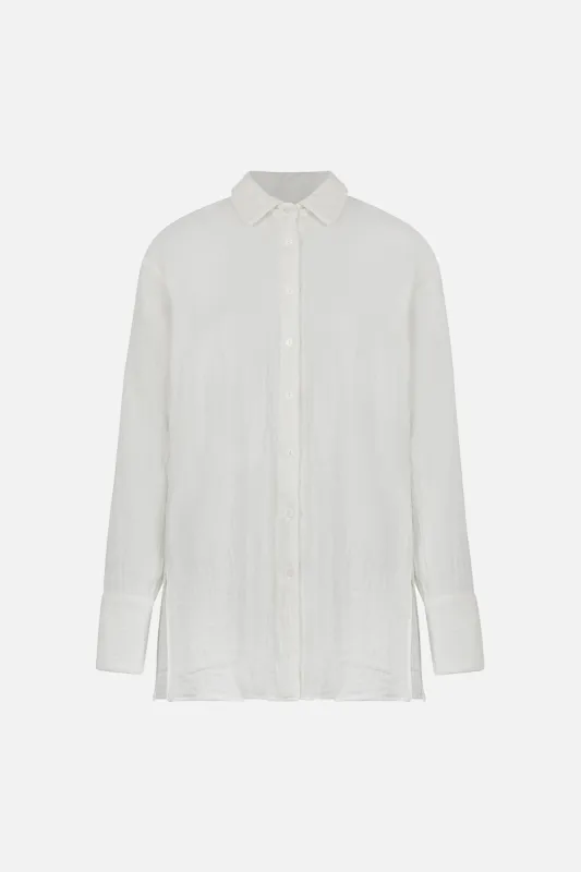 Cotton Crinkle Oversized Shirt - Ivory sold by Because of Alice