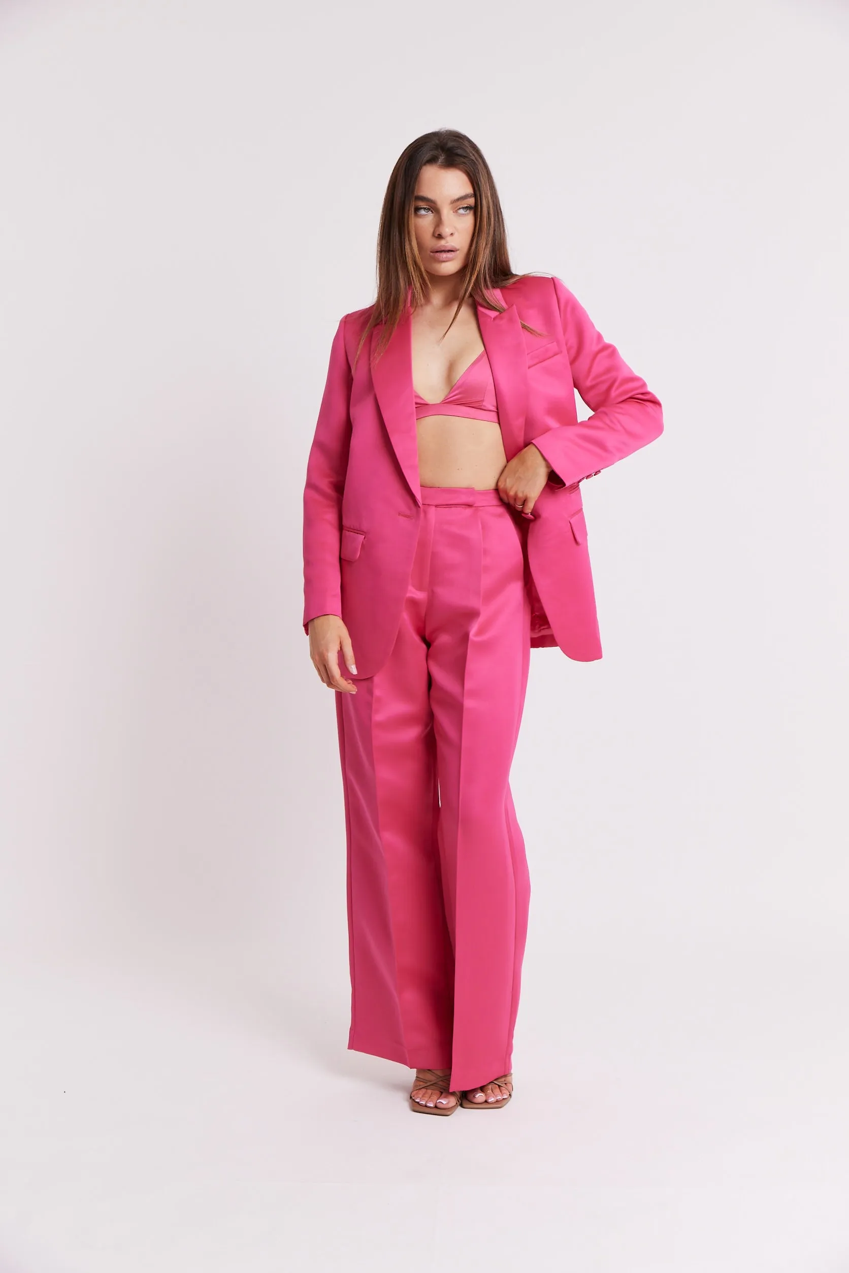 Satin Single Breasted Blazer - Flamingo Pink sold by Because of Alice product image thumbnail 4