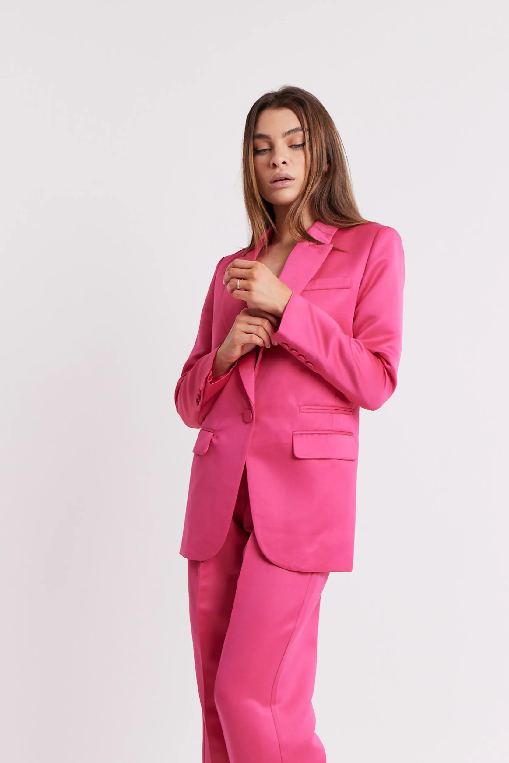 Satin Single Breasted Blazer - Flamingo Pink sold by Because of Alice product image thumbnail 5