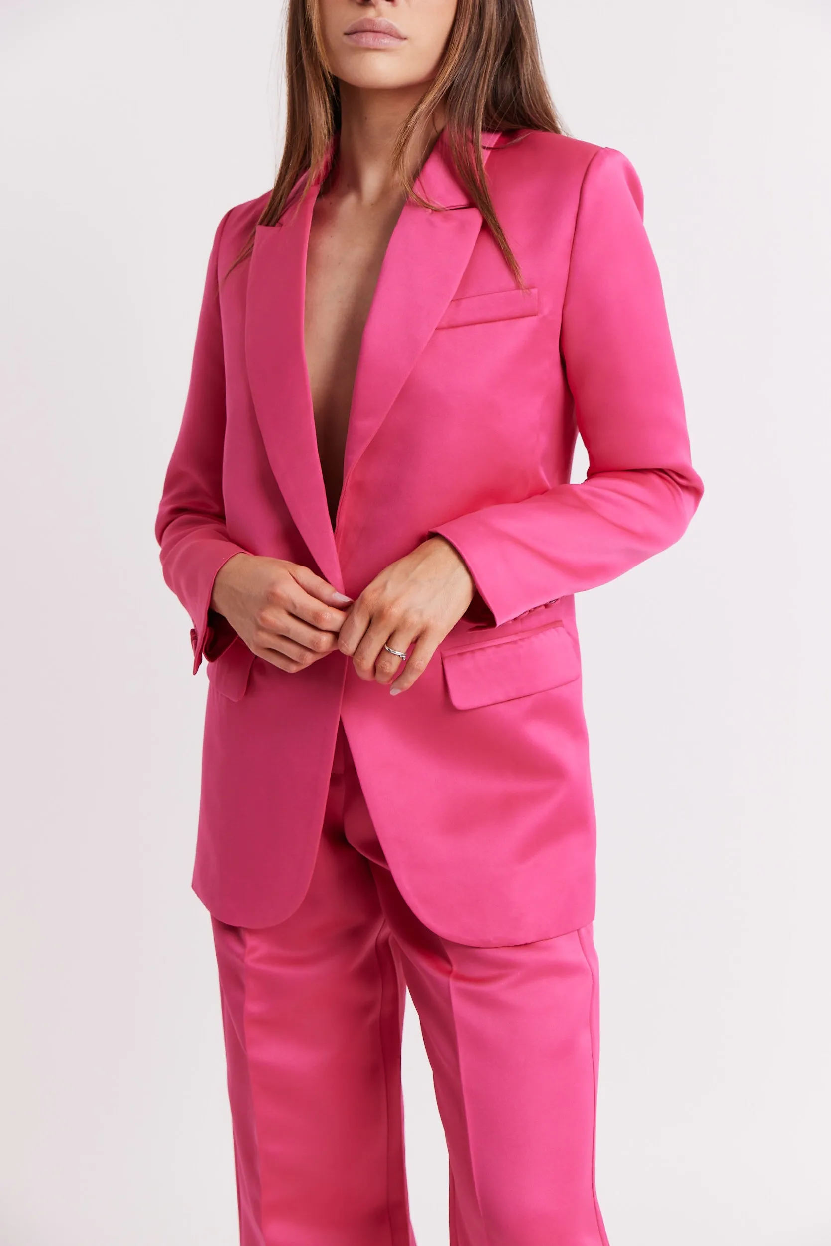 Satin Single Breasted Blazer - Flamingo Pink sold by Because of Alice product image thumbnail 3