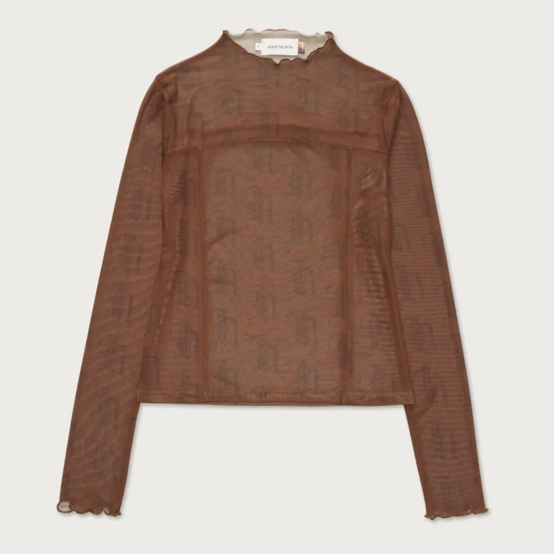 Womens L/S Mesh Top - Brown sold by Honor the Gift