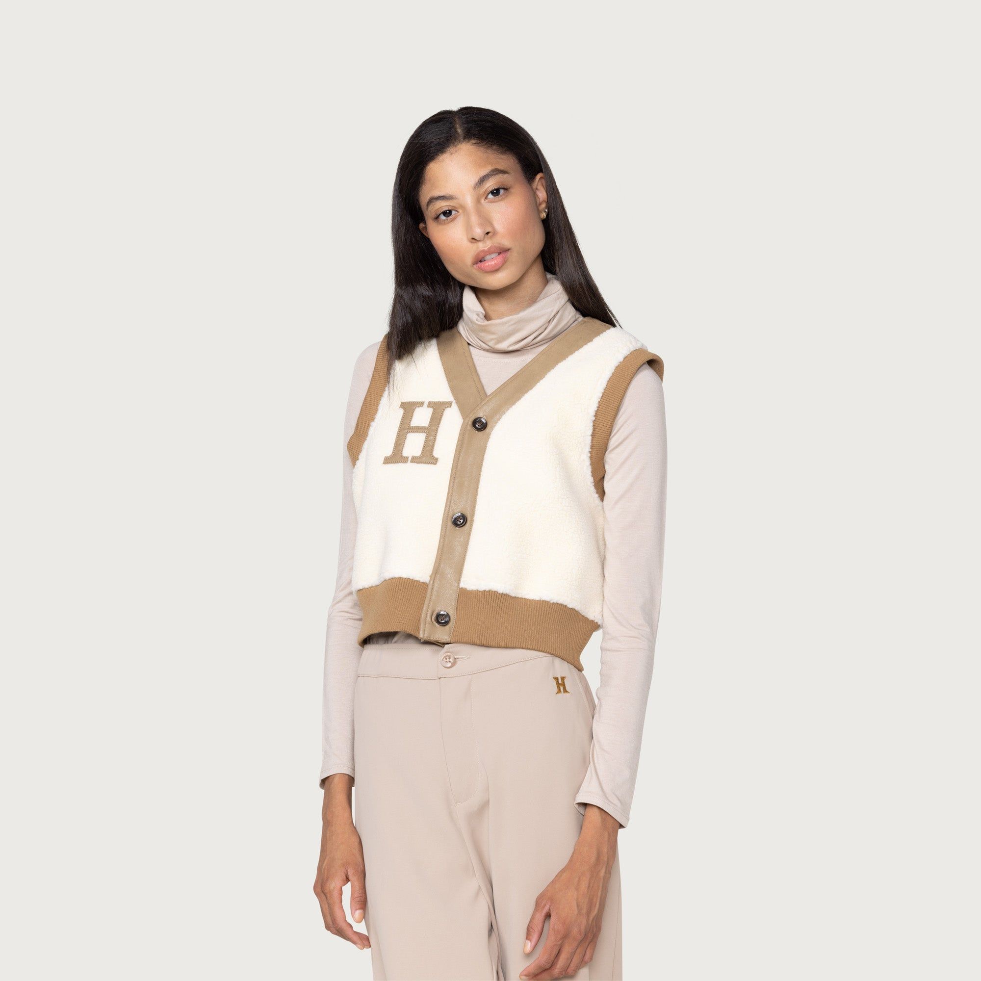 Womens Bonded Vegan Leather Vest - Sand sold by Honor the Gift product image thumbnail 4