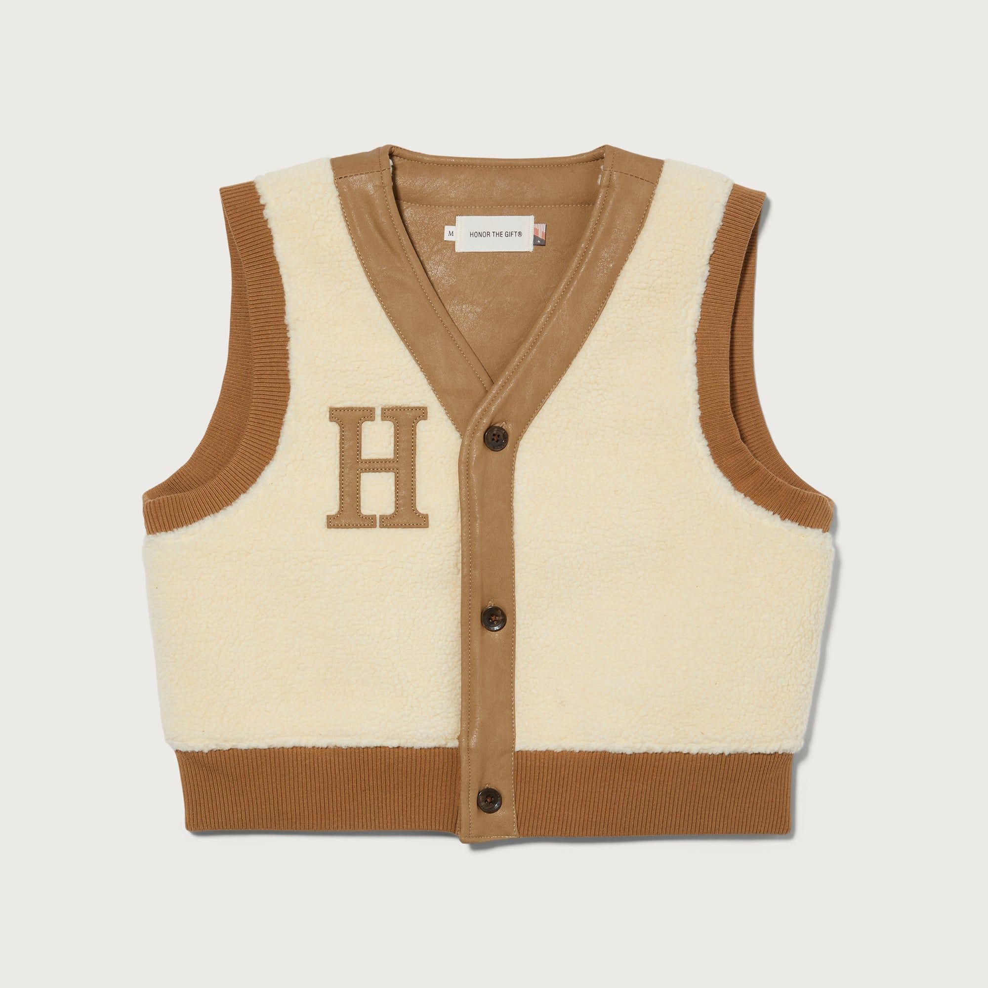 Womens Bonded Vegan Leather Vest - Sand sold by Honor the Gift