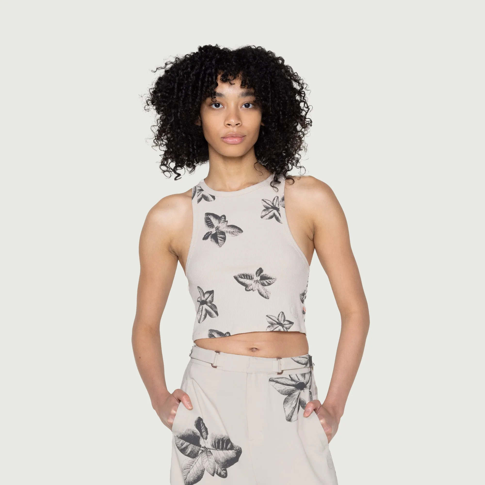 Womens Floral Ribbed Tank - Cream sold by Honor the Gift product image thumbnail 5