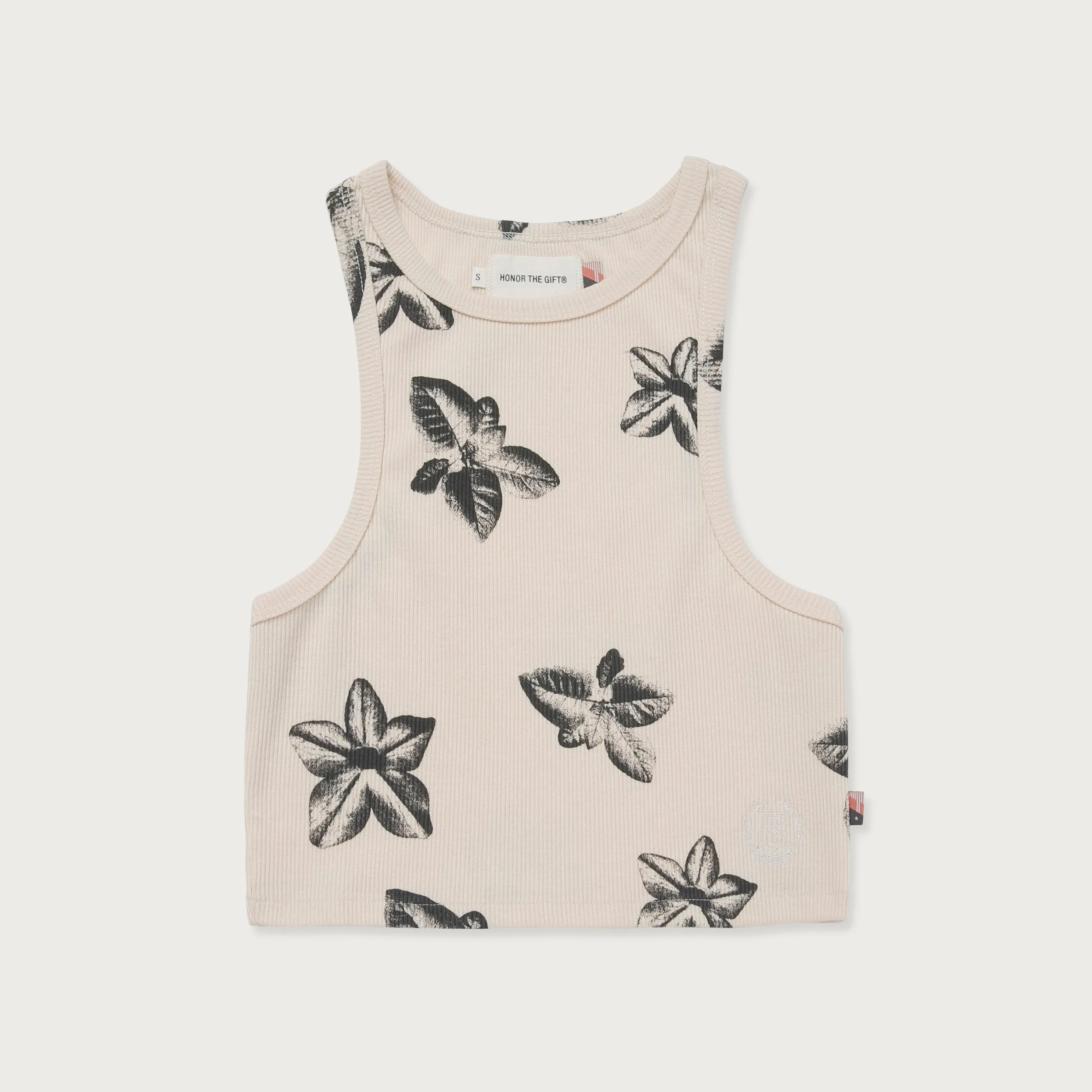Womens Floral Ribbed Tank - Cream sold by Honor the Gift