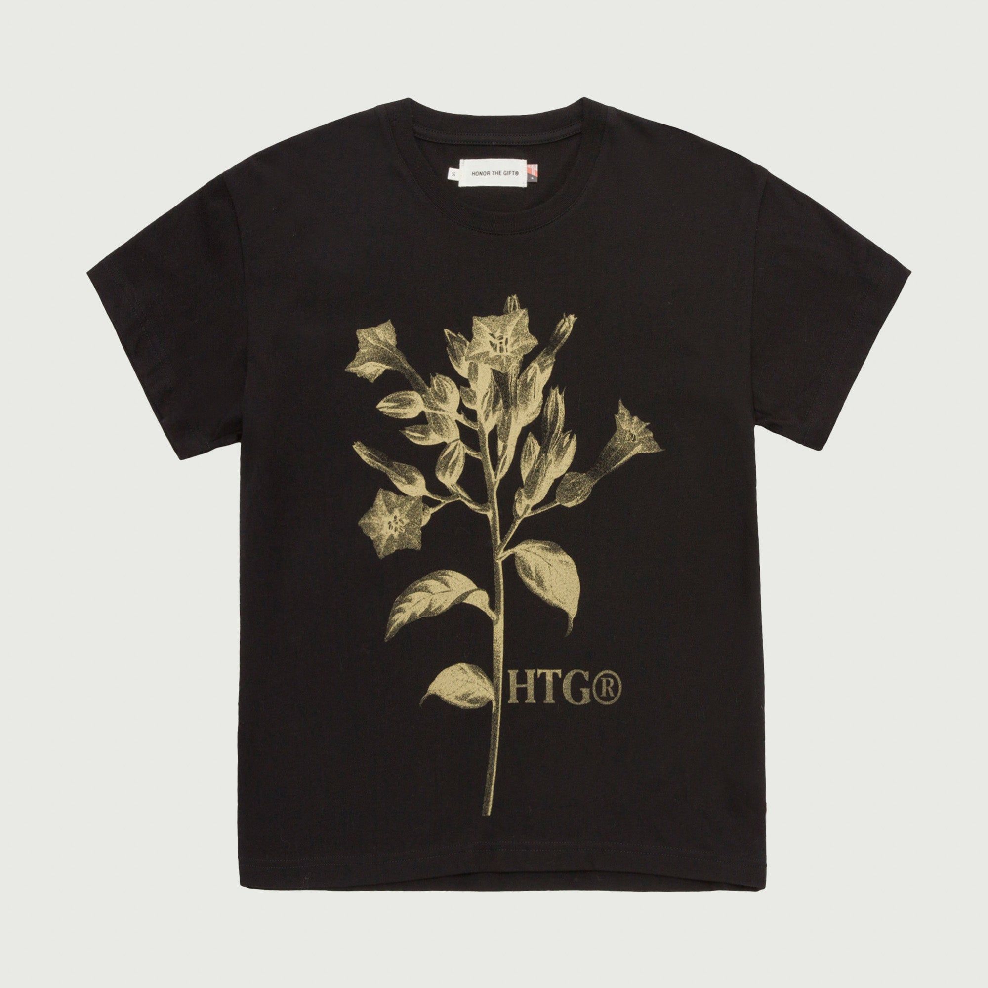 Womens Tobacco Flower T-Shirt - Black sold by Honor the Gift