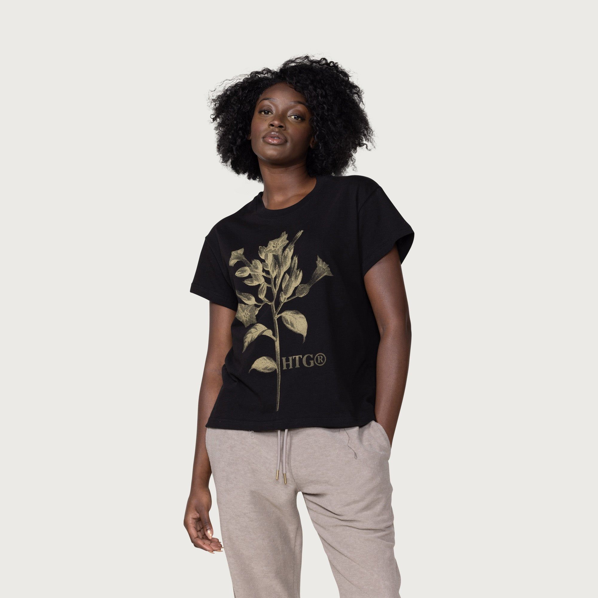Womens Tobacco Flower T-Shirt - Black sold by Honor the Gift product image thumbnail 4